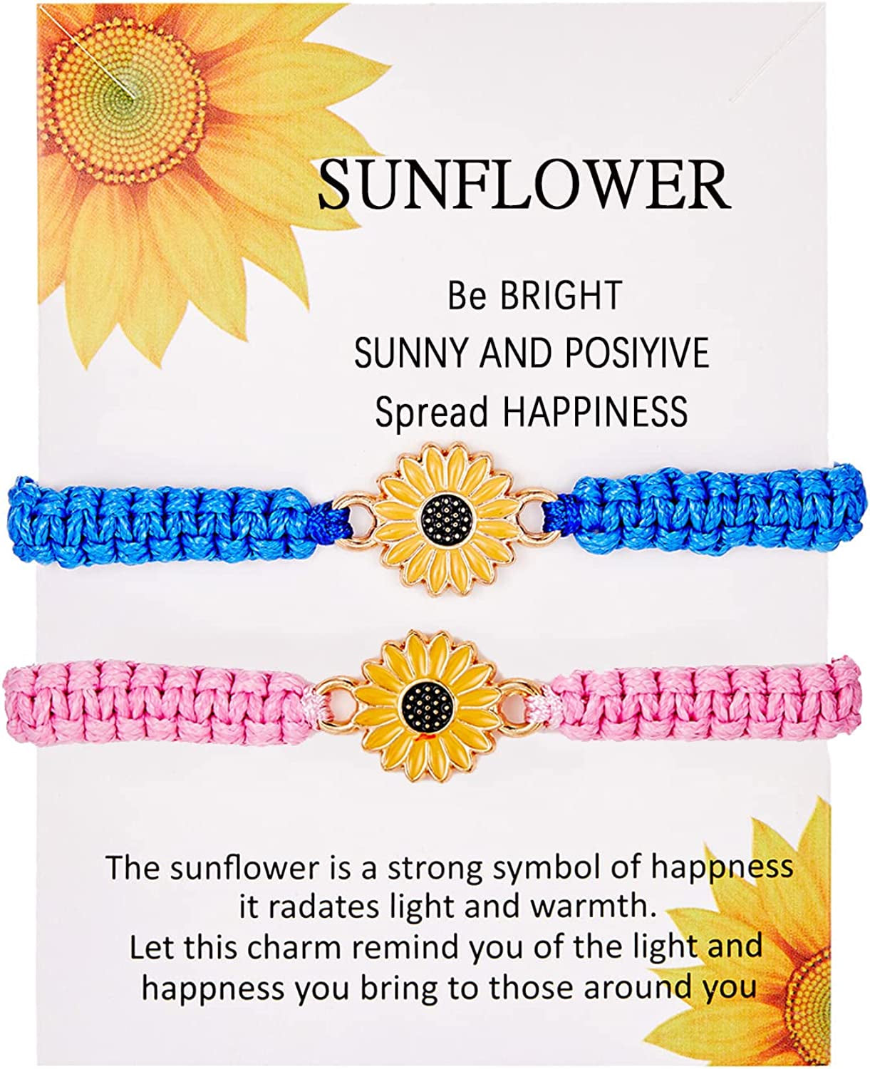 Sunflower Bracelet Anklet Pinky Promise Friendship Adjustable Bracelet Anklet Sunflower Best Gifts for Best Friends Couple Family Apparel & Accessories > Jewelry > Anklets iDIMSON Pink & Dark Blue