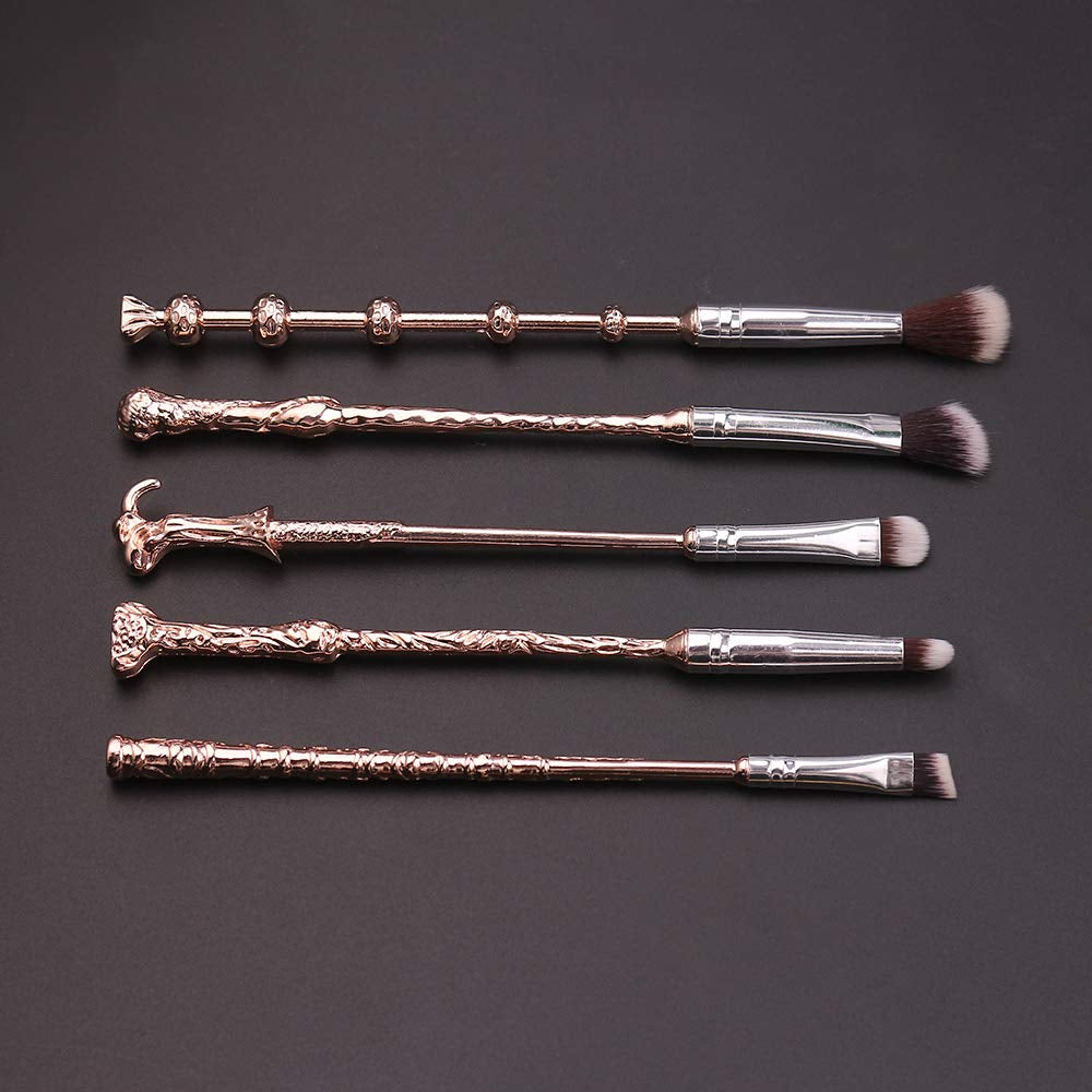 Magic Wand Makeup Brushes Set - 5Pcs Wizard Wand Makeup Brushes Foundation Blending Blush Eyeshadow Face Lip Powder Brush Beauty Tools (Rose Gold) Health & Beauty > Personal Care > Cosmetics > Cosmetic Tools > Makeup Tools rongji jewelry