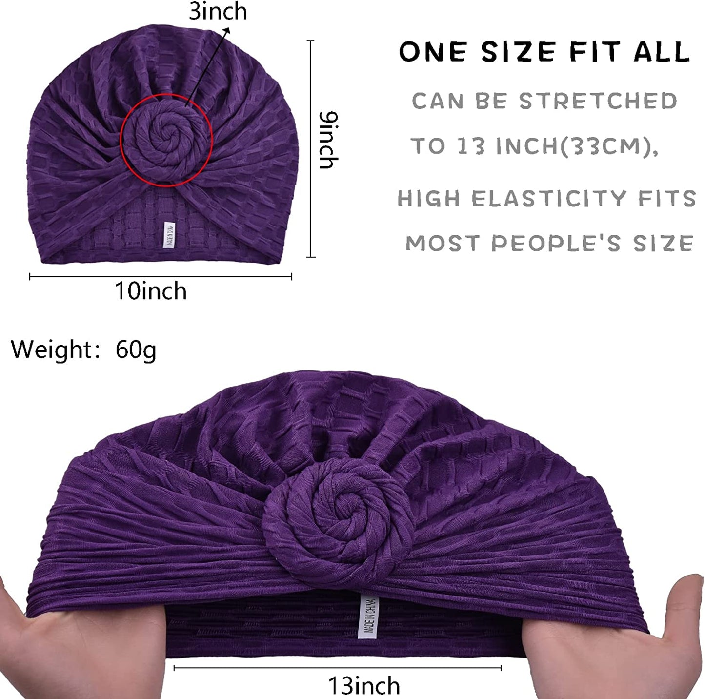 WKJHO 6 Pieces Women Turban Hat African Flower Knot Pre-Tied Bonnet Beanie Cap Headwrap for Girls Apparel & Accessories > Clothing Accessories > Headwear Generic