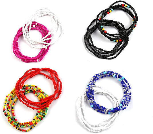 Colorful Waist Bead Chains Set - African Beaded Body Chain, Waist Belly Chain, Sexy Bikini Jewelry for Women and Girls Apparel & Accessories > Jewelry > Body Jewelry feixun 8pc waist bead chain D