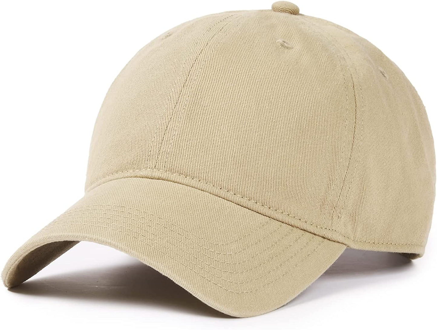Men and Women Vintage Washed Distressed Cotton Baseball Cap Plain Blank Adjustable Classic Baseball Hat Cap Apparel & Accessories > Clothing Accessories > Hats KYLIE MAX Light Khaki Large