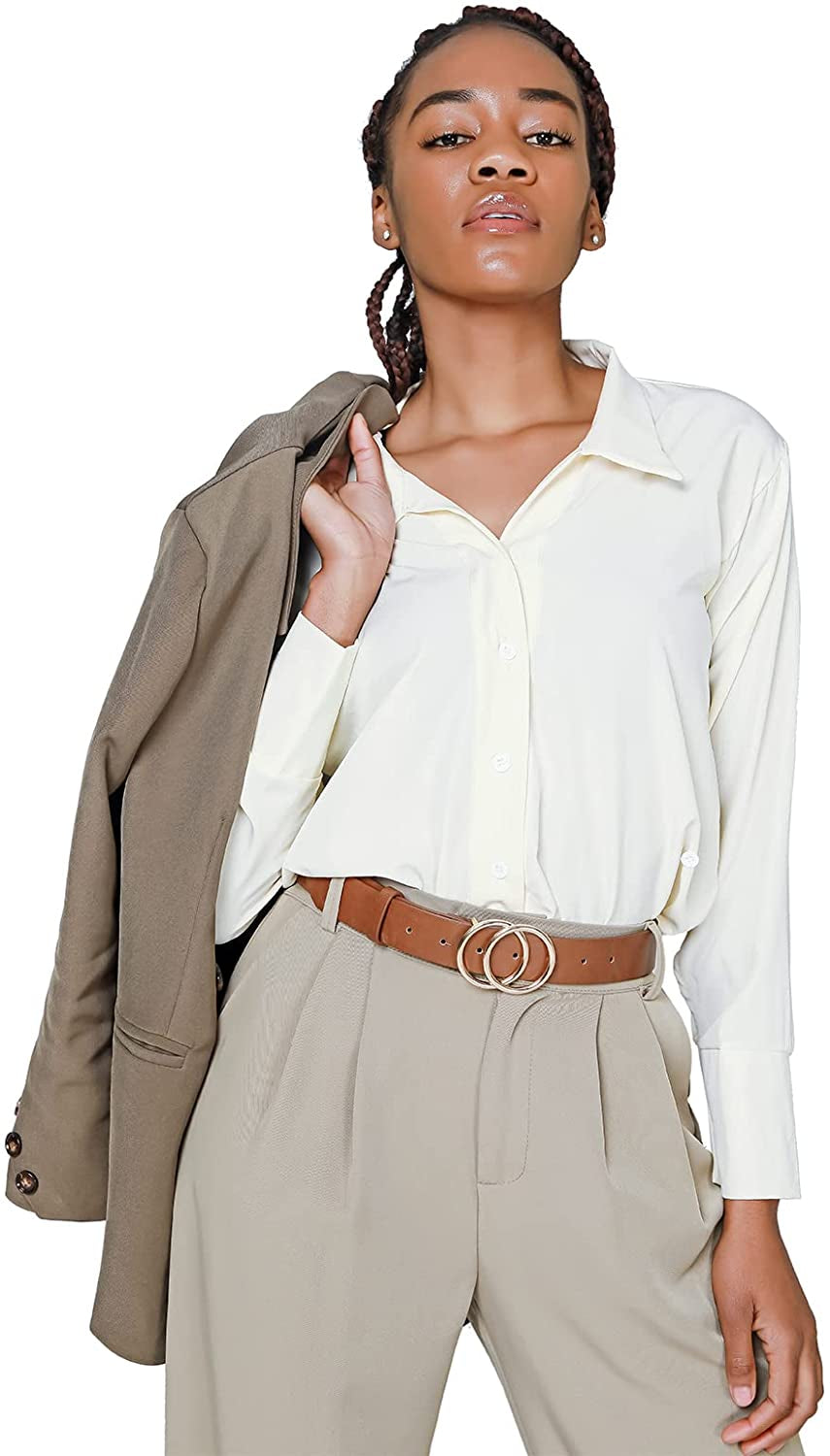 MORELESS 3 Pack Women'S Faux Leather Belts for Jeans Dress Pants, Fashion Waist Belts with Double O-Ring Buckle Apparel & Accessories > Clothing Accessories > Belts MORELESS