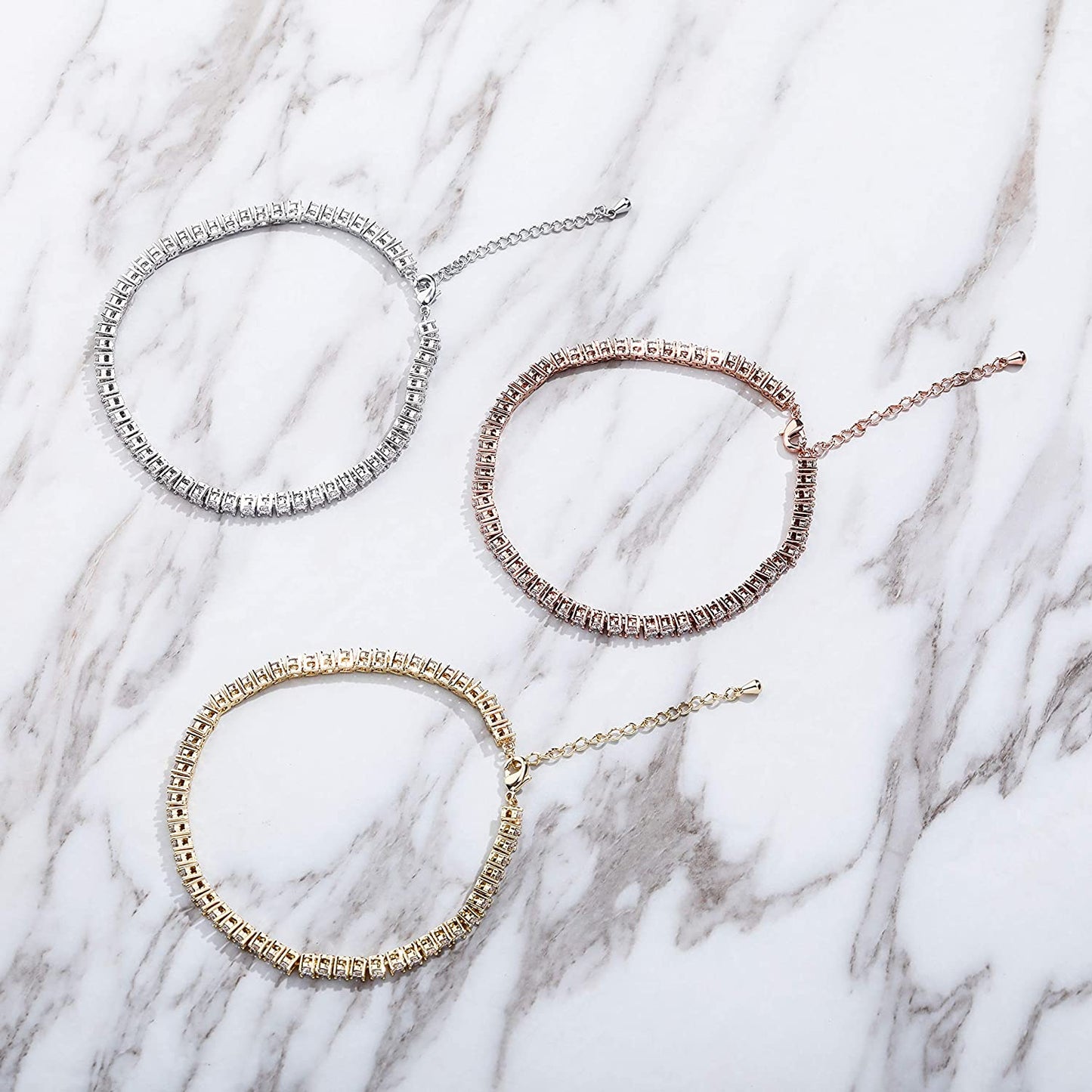 TOPGRILLZ 3-6Mm Tennis Chain Anklet with Extension Bracelet for Women, 14K Gold Plated CZ Diamond Fashion Foot Jewelry Gifts Apparel & Accessories > Jewelry > Anklets Yiwu Xinlu Fashion Jewelry Factory