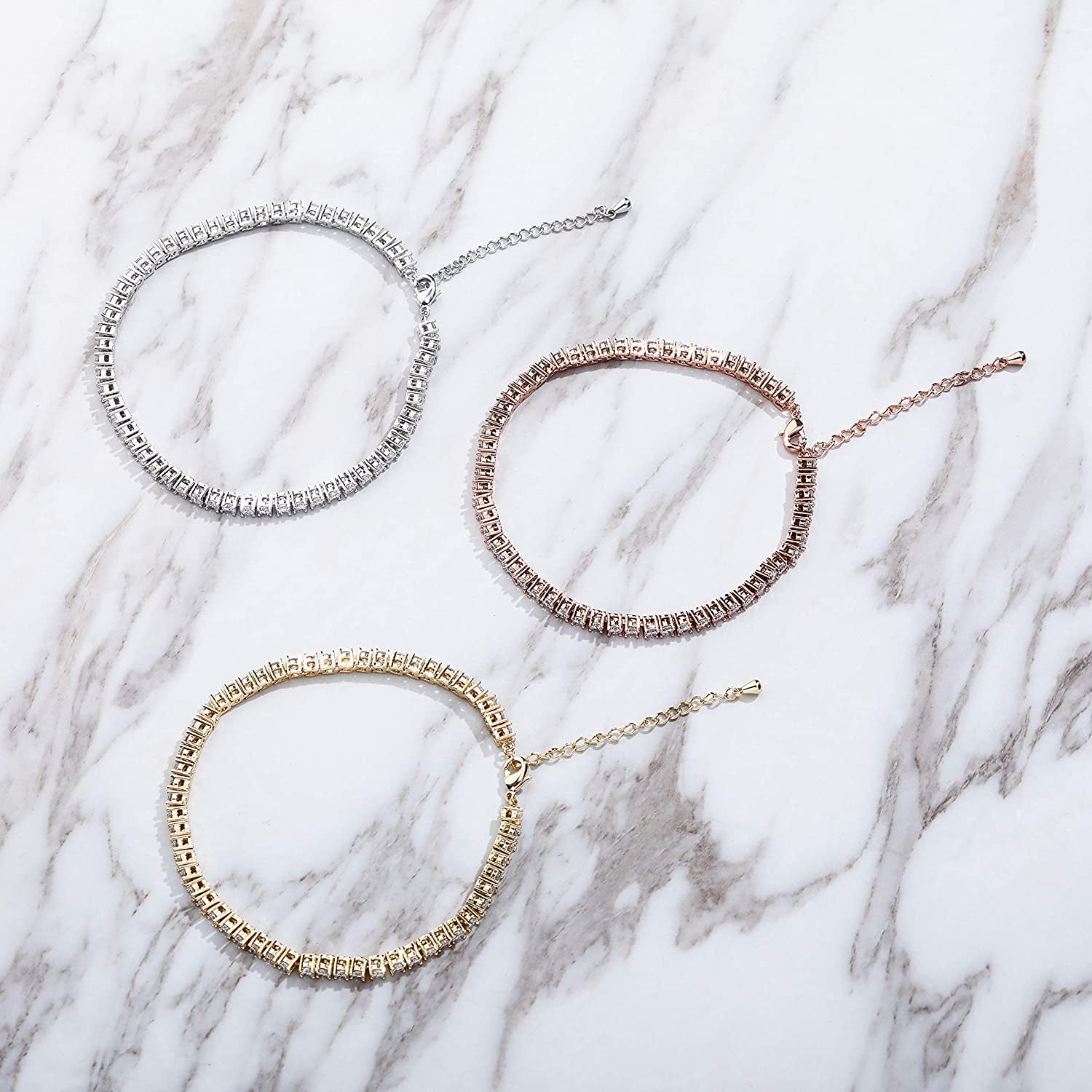 TOPGRILLZ 3-6Mm Tennis Chain Anklet with Extension Bracelet for Women, 14K Gold Plated CZ Diamond Fashion Foot Jewelry Gifts Apparel & Accessories > Jewelry > Anklets Yiwu Xinlu Fashion Jewelry Factory