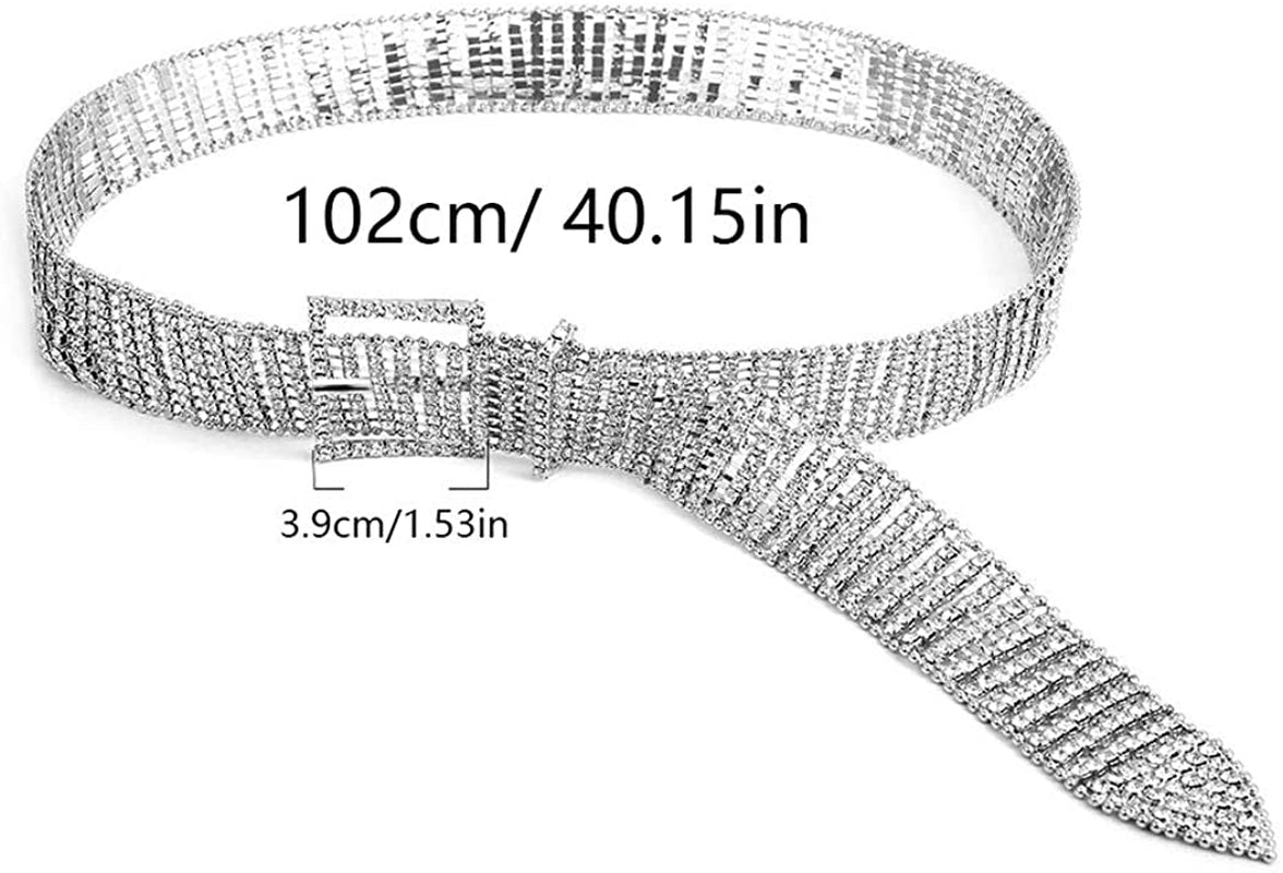 Fstrend Women Sparkle Crystal Rhinestone Chain Belts Sexy Luxury Waist Buckle Metal Beads around Sash Party Nightclub Waistband Chains Accessories for Women and Girls Apparel & Accessories > Clothing Accessories > Belts Fstrend