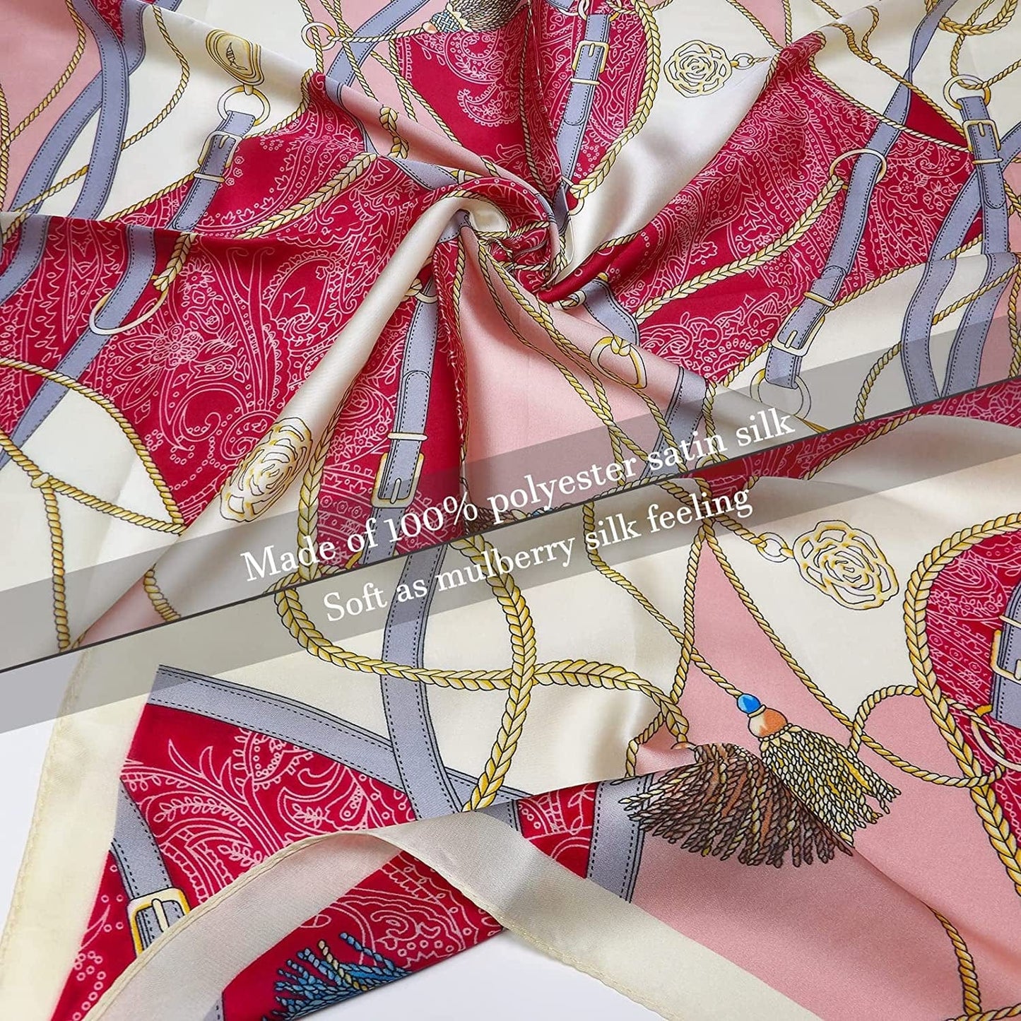 27.5'' Silk Feeling Scarf Medium Square Satin Head Neck Scarf for Women Hair Sleeping at Night Apparel & Accessories > Clothing Accessories > Headwear Wealish