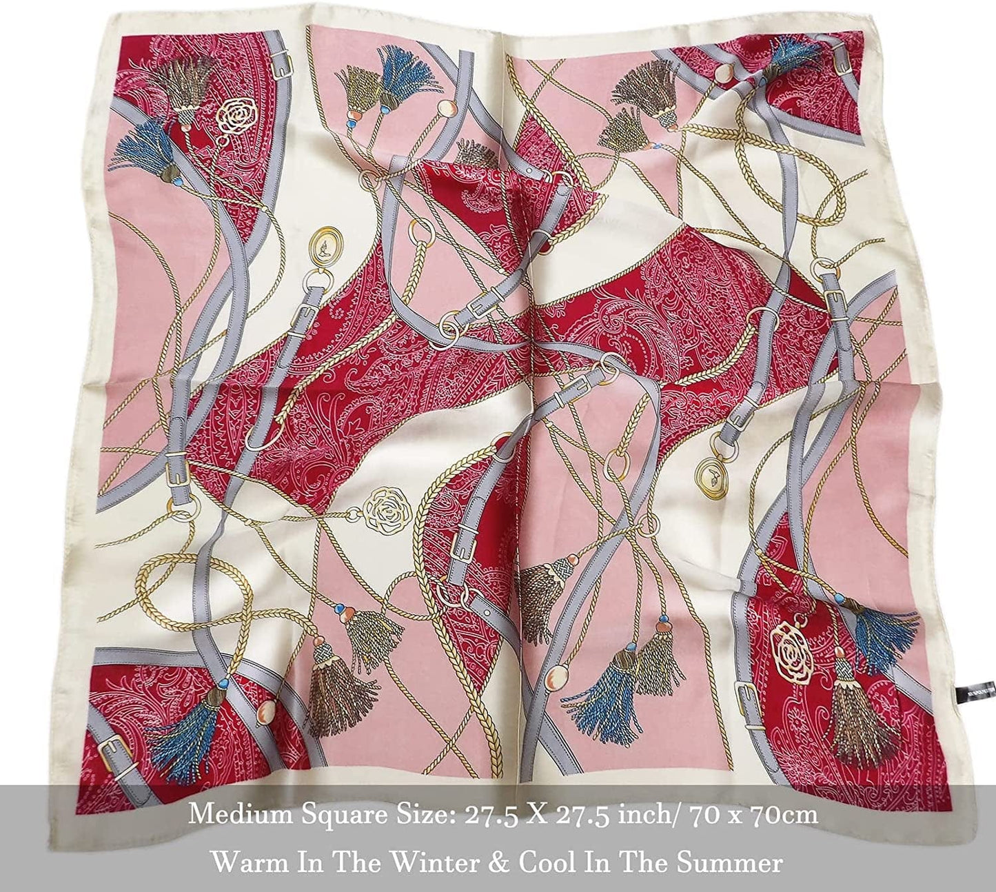 27.5'' Silk Feeling Scarf Medium Square Satin Head Neck Scarf for Women Hair Sleeping at Night Apparel & Accessories > Clothing Accessories > Headwear Wealish