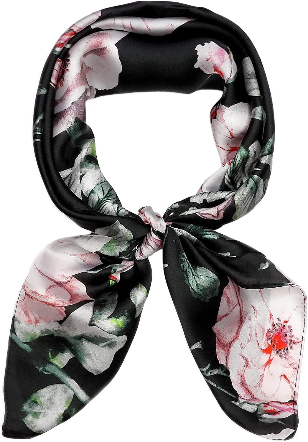 27.5'' Silk Feeling Scarf Medium Square Satin Head Neck Scarf for Women Hair Sleeping at Night Apparel & Accessories > Clothing Accessories > Headwear Wealish 15-black