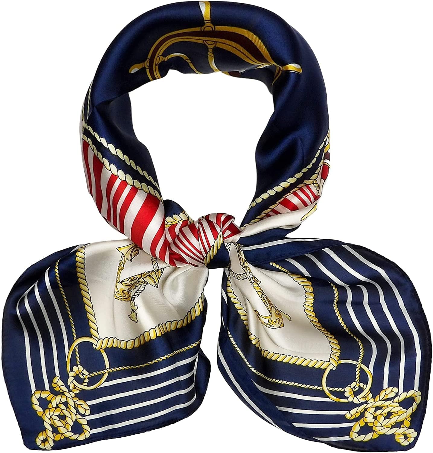27.5'' Silk Feeling Scarf Medium Square Satin Head Neck Scarf for Women Hair Sleeping at Night Apparel & Accessories > Clothing Accessories > Headwear Wealish 24-red/Navy