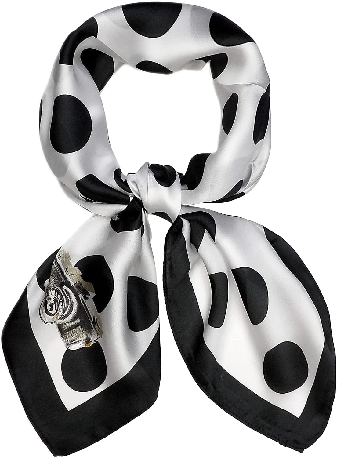 27.5'' Silk Feeling Scarf Medium Square Satin Head Neck Scarf for Women Hair Sleeping at Night Apparel & Accessories > Clothing Accessories > Headwear Wealish 21-white/Black