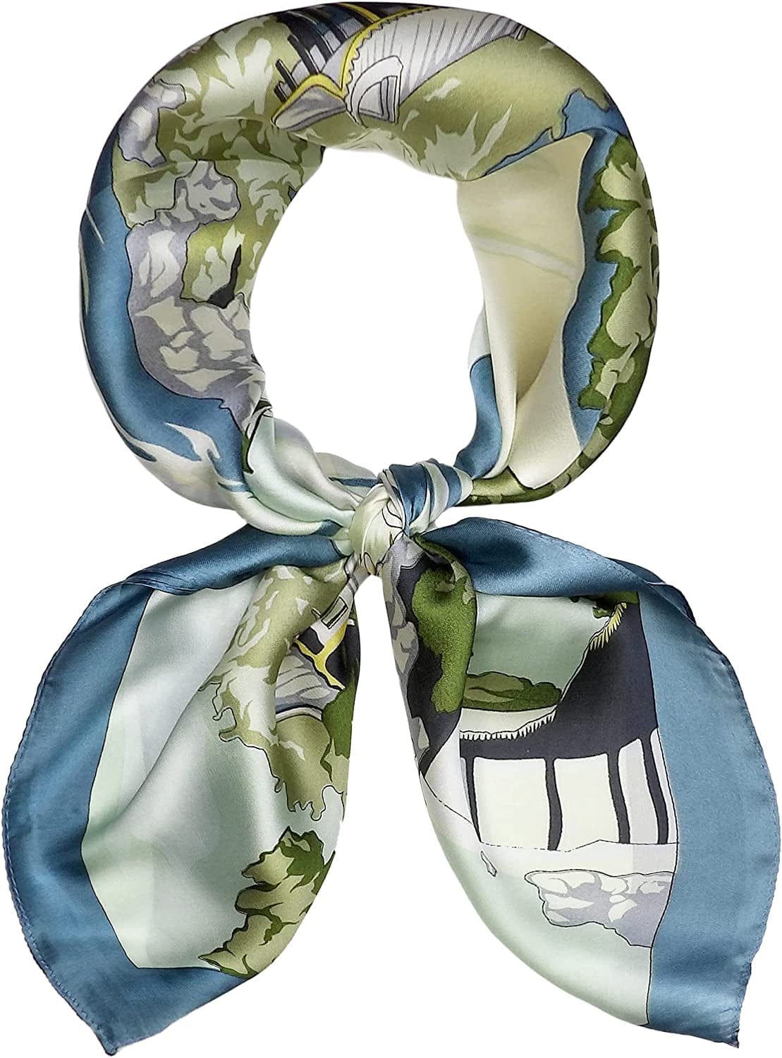 27.5'' Silk Feeling Scarf Medium Square Satin Head Neck Scarf for Women Hair Sleeping at Night Apparel & Accessories > Clothing Accessories > Headwear Wealish 19-blue
