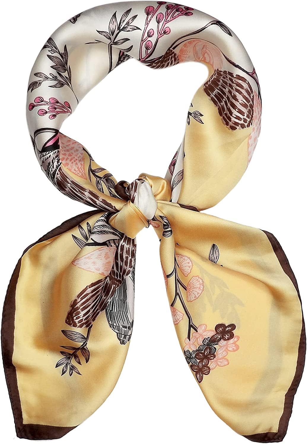 27.5'' Silk Feeling Scarf Medium Square Satin Head Neck Scarf for Women Hair Sleeping at Night Apparel & Accessories > Clothing Accessories > Headwear Wealish 12-yellow