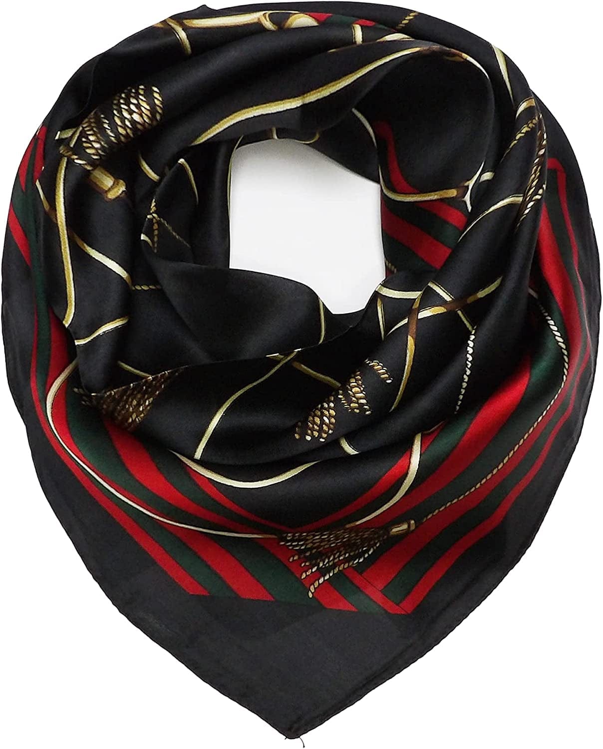 27.5'' Silk Feeling Scarf Medium Square Satin Head Neck Scarf for Women Hair Sleeping at Night Apparel & Accessories > Clothing Accessories > Headwear Wealish 14-black