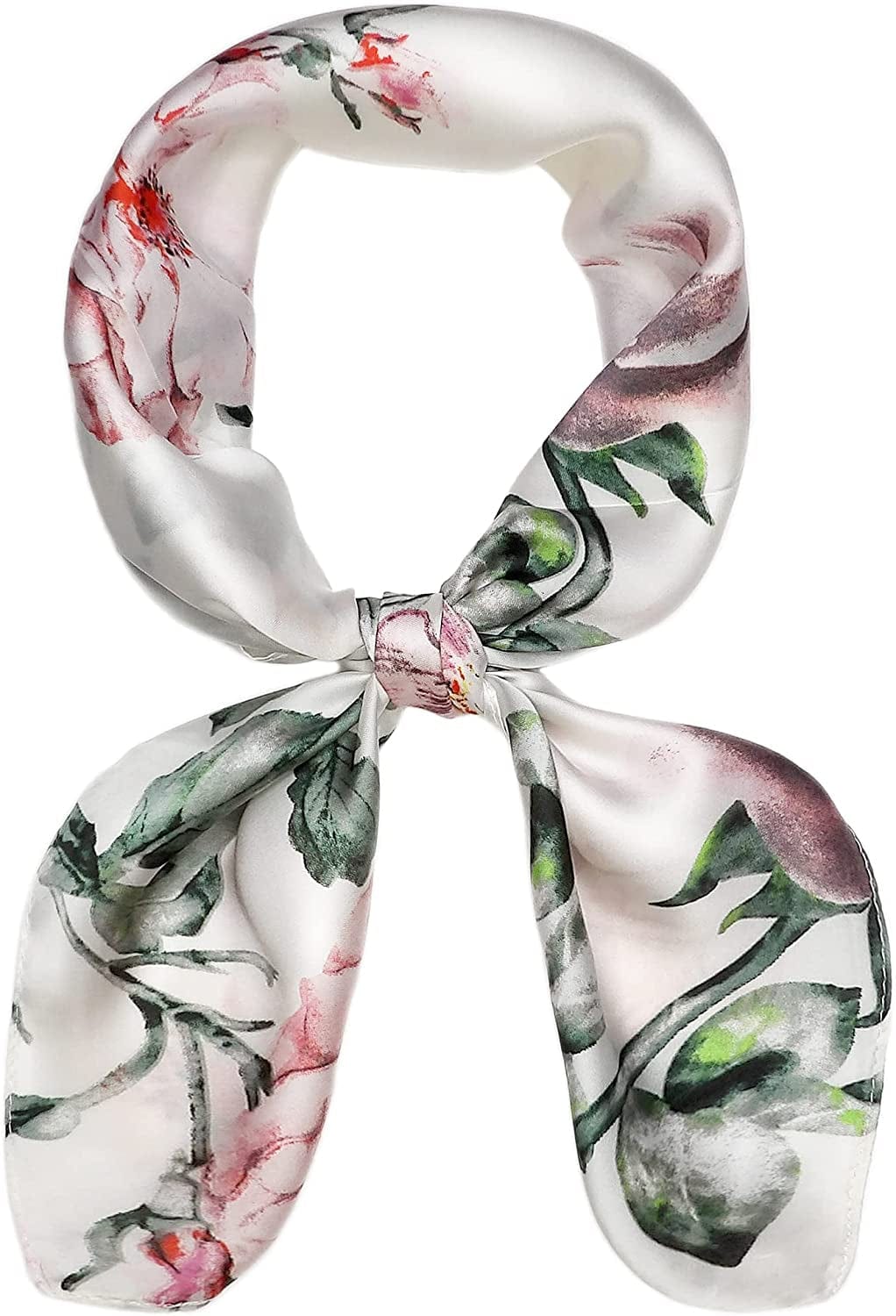 27.5'' Silk Feeling Scarf Medium Square Satin Head Neck Scarf for Women Hair Sleeping at Night Apparel & Accessories > Clothing Accessories > Headwear Wealish 15-white