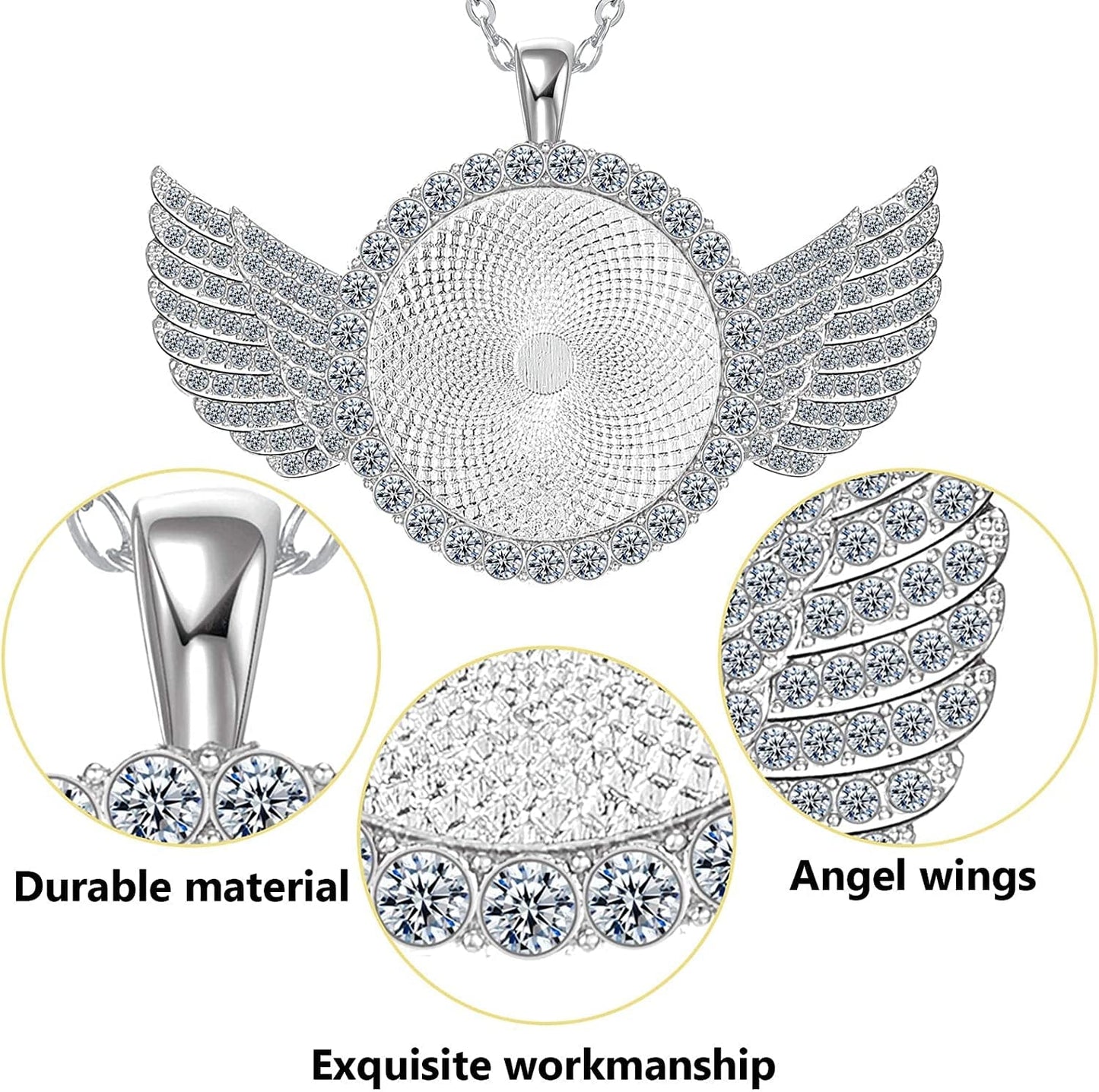 27 Pieces Rhinestone Wing Bezel Pendant Trays and Glass Cabochons and Lobster Clasps Chains Rhinestone Bezel Pendant Trays Set for DIY Jewelry Crafts Making Supplies