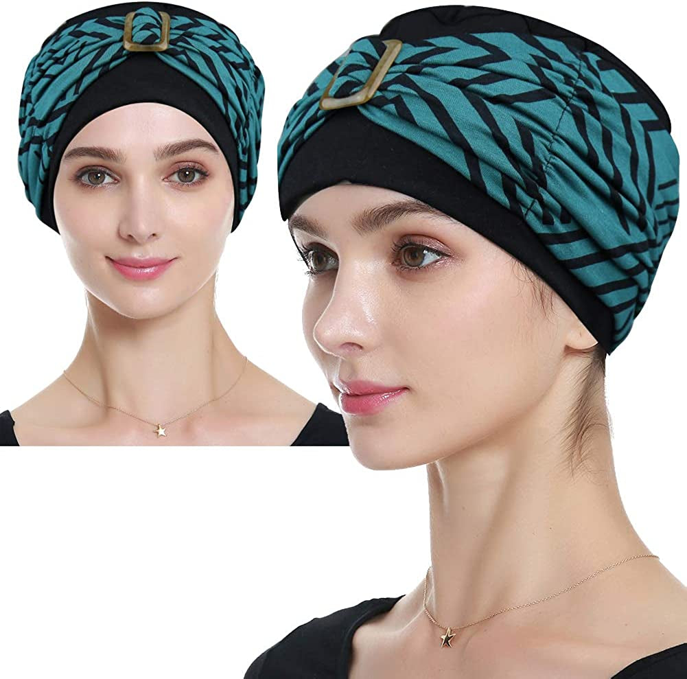 Chemo Turban Headwear Spring Summer Beanie Hats for Women – Soft, Stylish, Warm Apparel & Accessories > Clothing Accessories > Headwear KYLIE MAX Green Lines