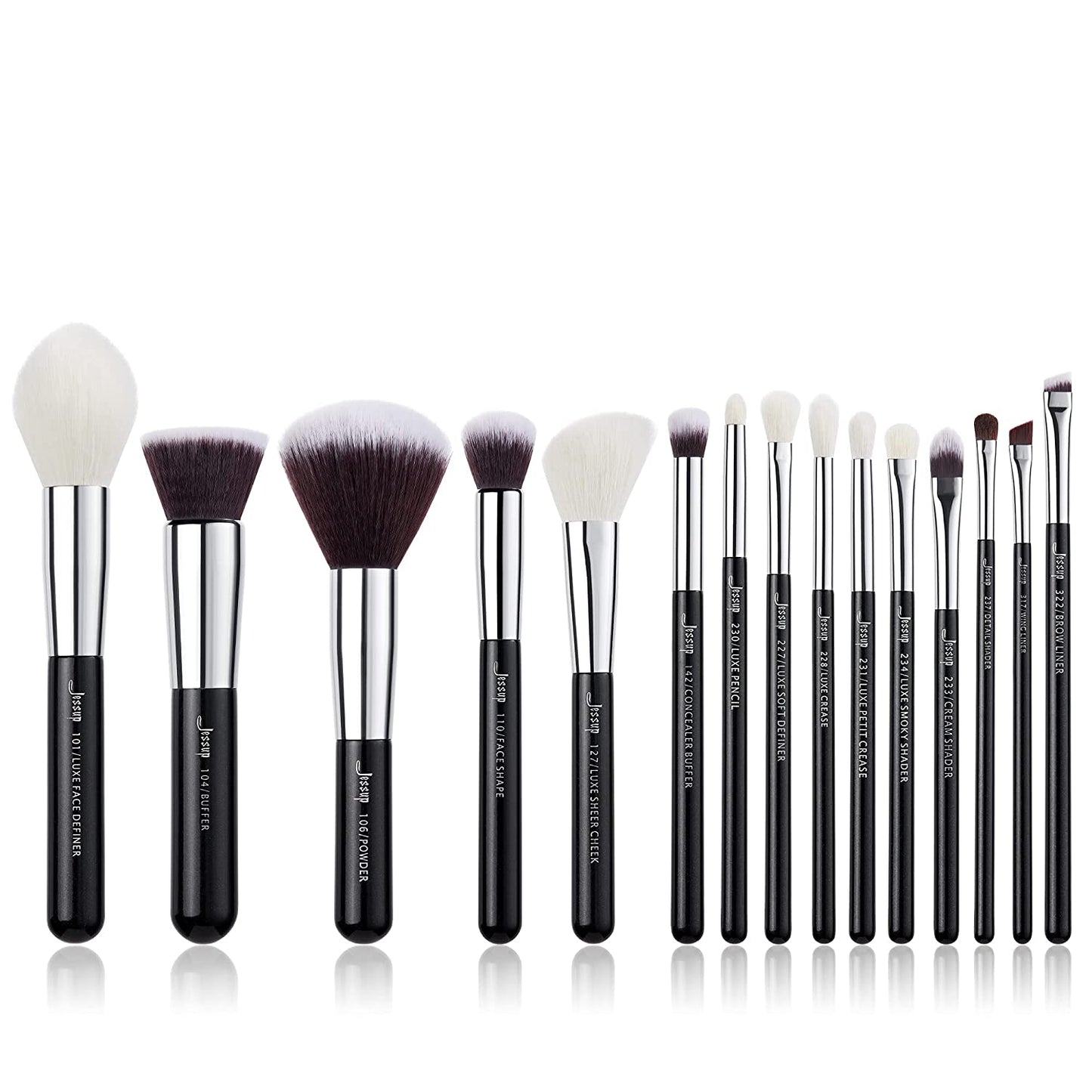 Jessup 15Pcs Makeup Brushes Make up Tool Kit Beauty Professional Eyeshadow Power Lipstick Blending Cheeck Cosmetic Brushes Set Zinfandel T283 Health & Beauty > Personal Care > Cosmetics > Cosmetic Tools > Makeup Tools Jessup Silver/Black