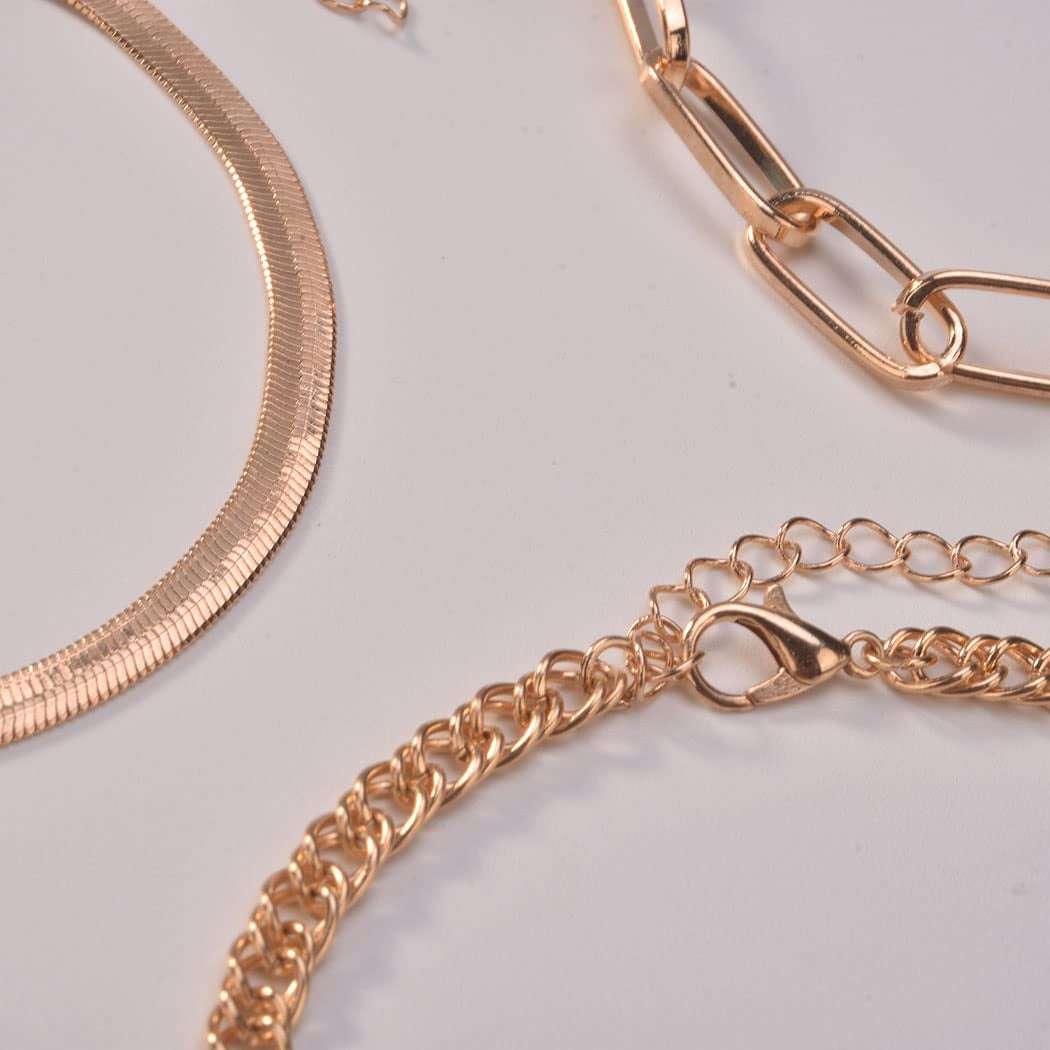 Generic Thick Chain Anklet Bracelet Gold Layered Anklet Set Fashion Foot Jewelry for Women and Teen Girl 3Pcs Apparel & Accessories > Jewelry > Anklets Generic