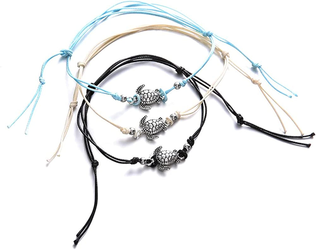 Softones Blue Starfish Turtle Anklet Multilayer Charm Beads Sea Handmade Boho Anklet Foot Jewelry for Women Girl Apparel & Accessories > Jewelry > Anklets Softones A:Turtle 4