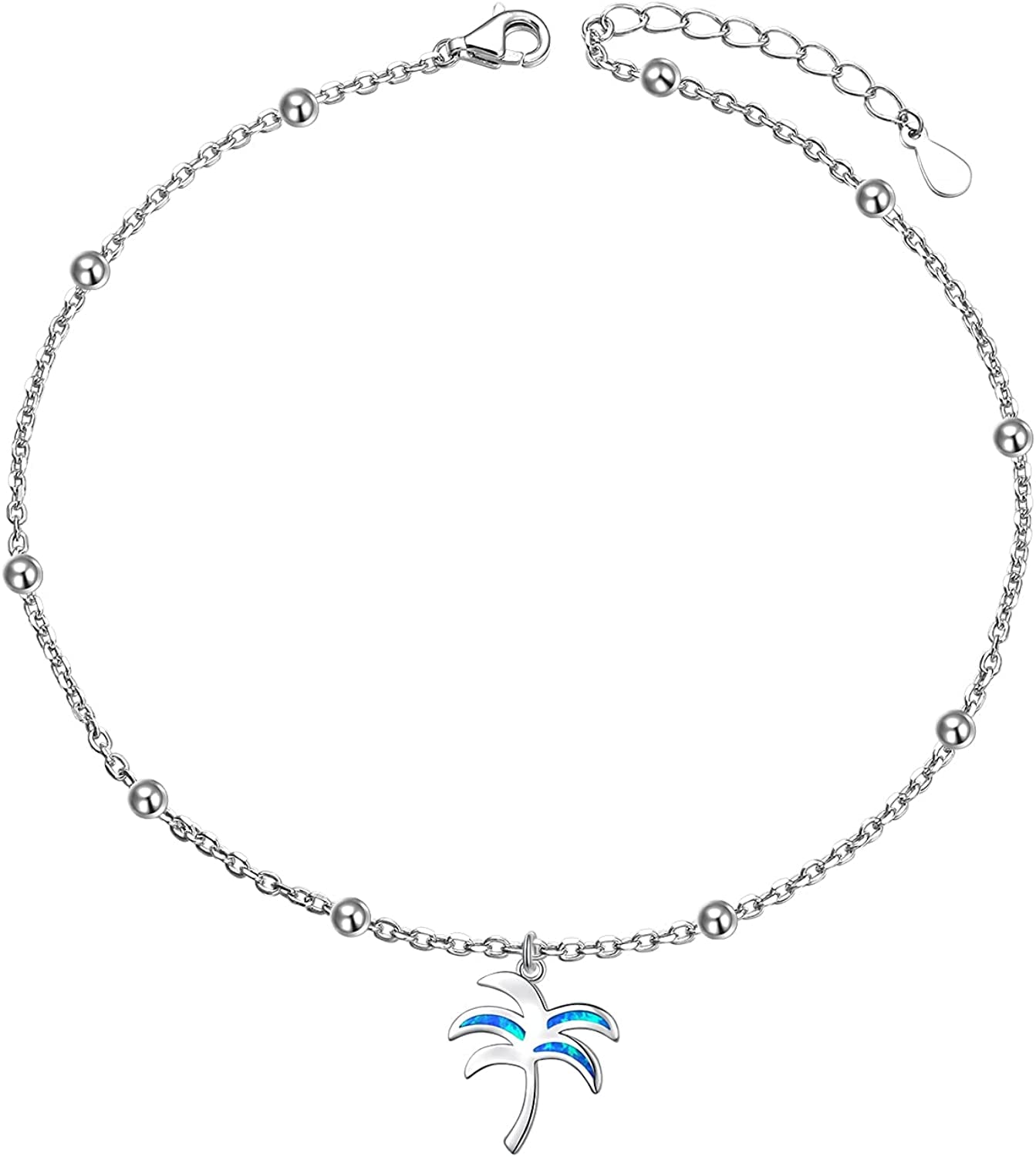 DAOCHONG Anklet for Women S925 Sterling Silver Adjustable Foot Chain Ankle Bracelet Anklets Jewelry Apparel & Accessories > Jewelry > Anklets harmonyball jewelry 05_Palm tree
