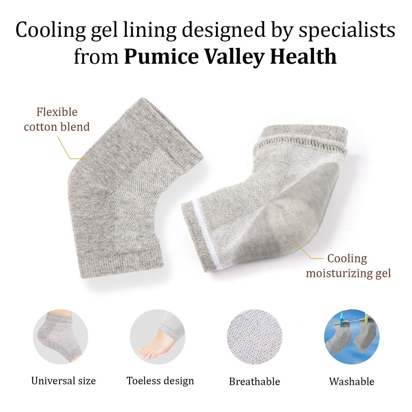 Pumice Stone for Feet & Moisturizing Heel Sleeves - Natural Lava Foot Stone Callus Removing Set - Cracked Heel Treatment - Foot Care Kit for Dry Cracked Feet Body Hands (Brown) (Brown) Health & Beauty > Personal Care > Foot Care Pumice Valley