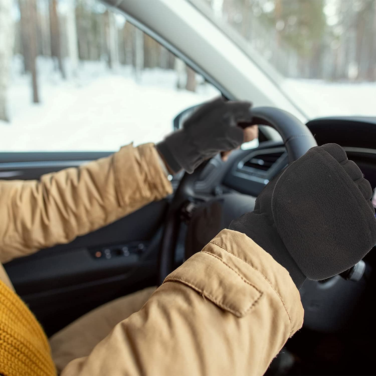 SATINIOR 2 Pairs Convertible Flip Top Mittens Fingerless Thermal Gloves Warm Winter Windproof Fleece Gloves for Men, Black, 20 Cm/ 7.87 Hes Apparel & Accessories > Clothing Accessories > Gloves & Mittens SATINIOR