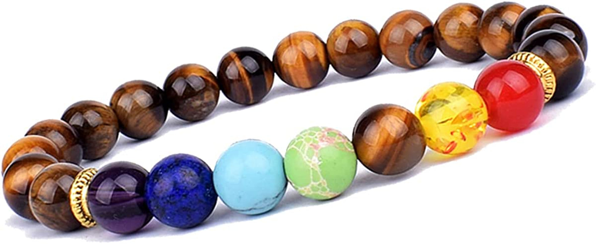 Svovin 1-14 Pcs Lava Rock 7 Chakra Energy Oil Diffuser Bracelet Set for Women Men Unisex Elastic 8Mm Stone Yoga Beaded Bracelets Jewelry with Lucky Healing Apparel & Accessories > Jewelry > Bracelets Svovin D:HY