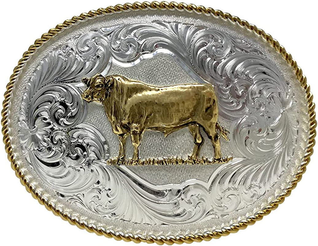 Montana Silversmiths Rope Trimmed Filigree Engraved Classic Western Buckle Apparel & Accessories > Clothing Accessories > Belt Buckles Montana Silversmiths Champion Bull