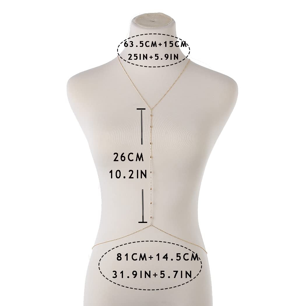 Jerany Boho Gold Body Chain Small Bead Sexy Bra Bikini Waist Body Necklace Beach Body Chains for Women and Girls Apparel & Accessories > Jewelry > Body Jewelry Jerany