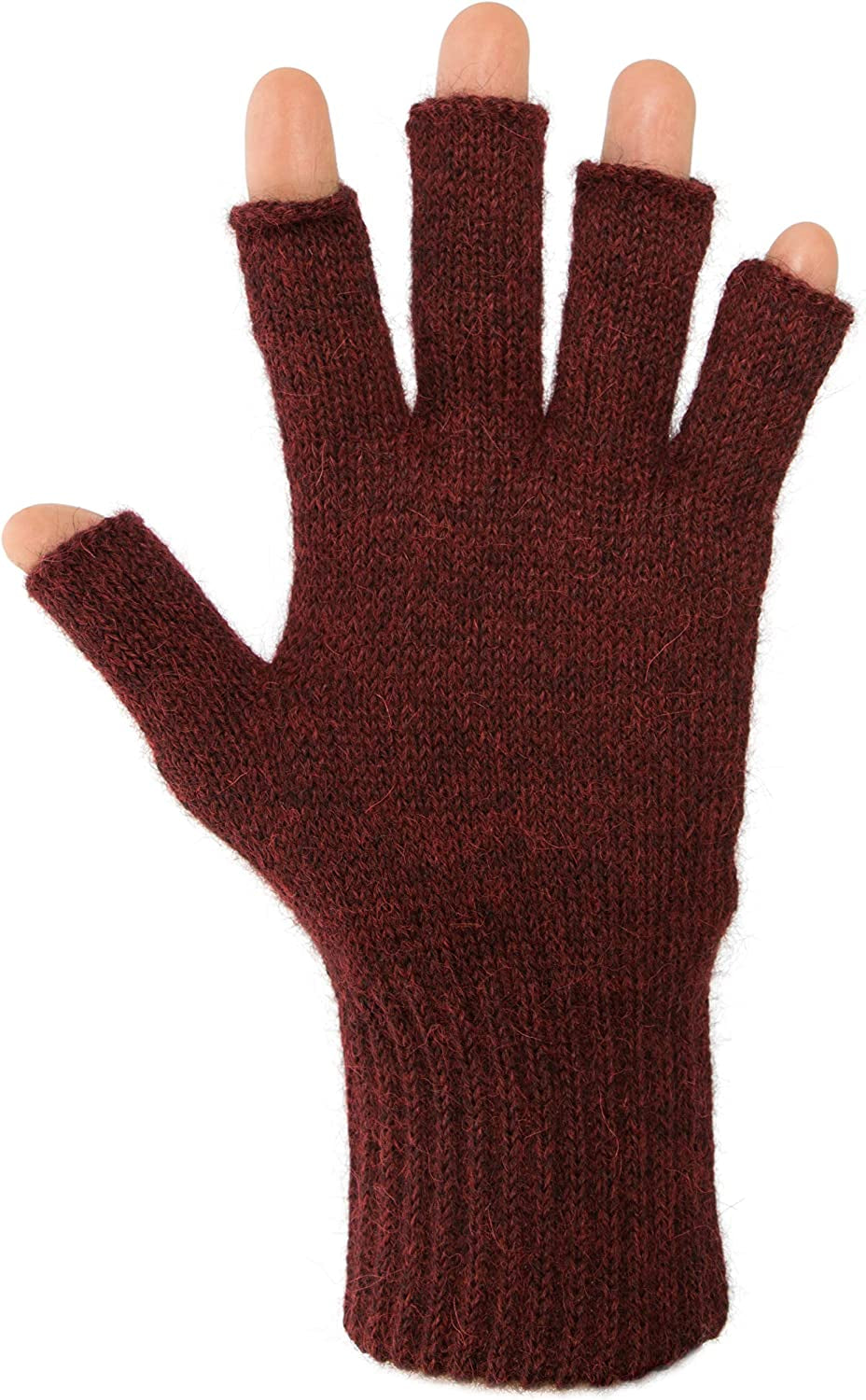 Darn Warm Alpaca Fingerless Gloves (90% Alpaca) Apparel & Accessories > Clothing Accessories > Gloves & Mittens AndeanSun Burgundy and Black Heather Medium