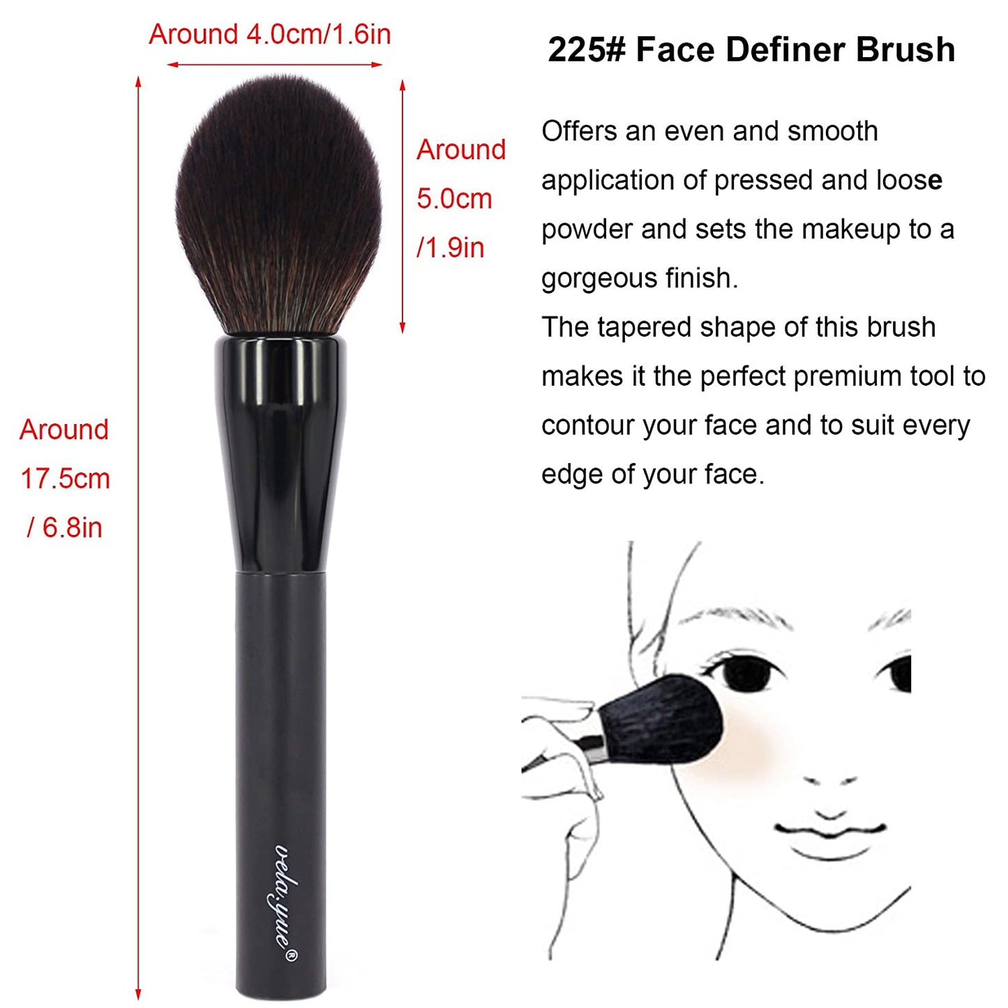 Vela.Yue Tapered Powder Brush Precision Face Blusher Bronzer Highlight Makeup Beauty Tool Health & Beauty > Personal Care > Cosmetics > Cosmetic Tools > Makeup Tools Vela.Yue
