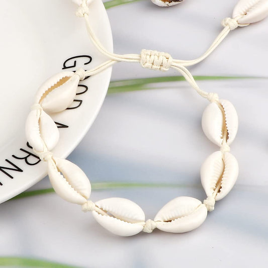 Summer Beach Shell Anklets Handmade Adjustable Leather Rope Legs Bracelets Boho Foot Chain Sandal Statement Jewelry Gift Friend Deft and Professional Apparel & Accessories > Jewelry > Anklets Generic