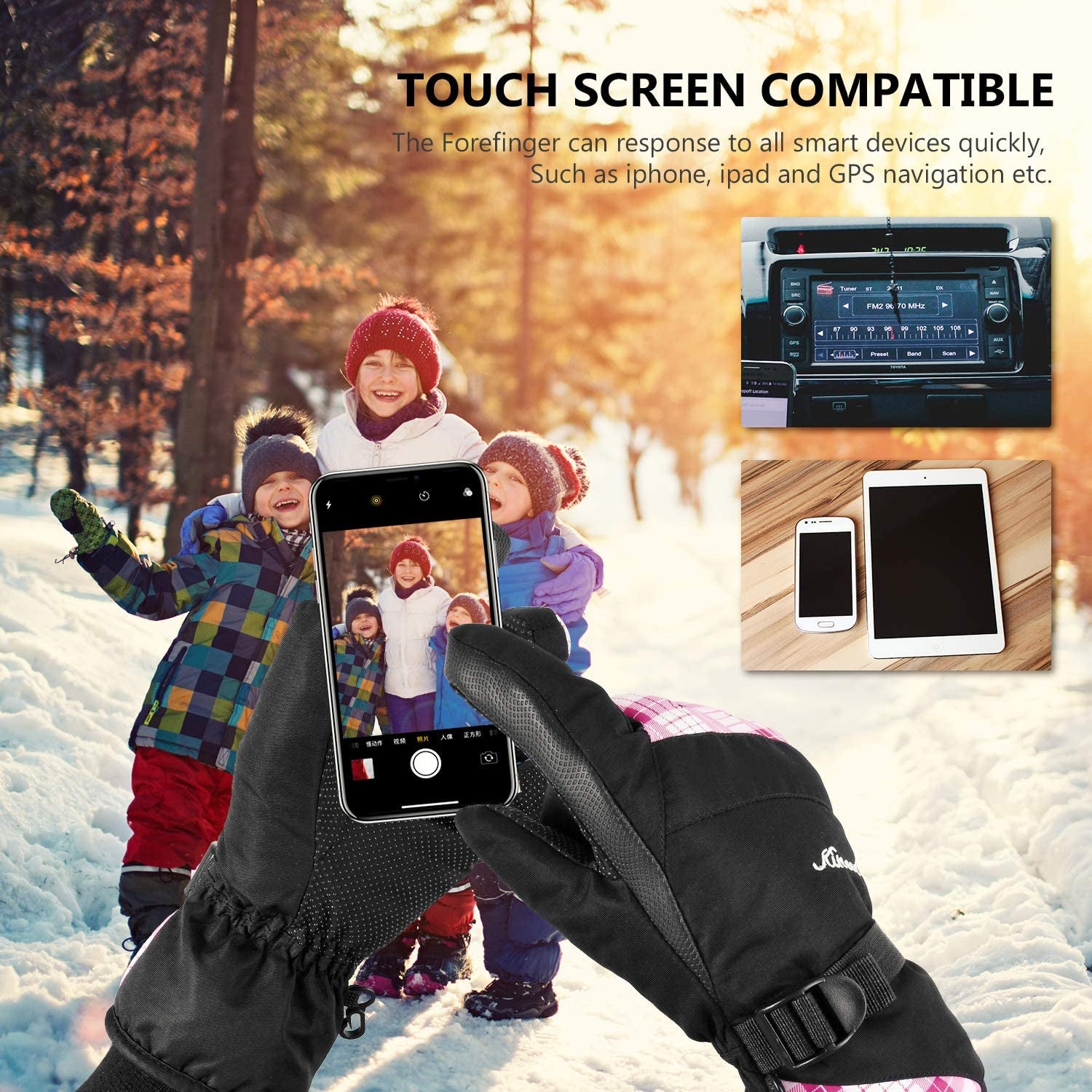 KINEED Waterproof Ski Gloves Touchscreen 3M Thinsulate Winter Warm Snow Gloves for Women Youth Apparel & Accessories > Clothing Accessories > Gloves & Mittens KINEED