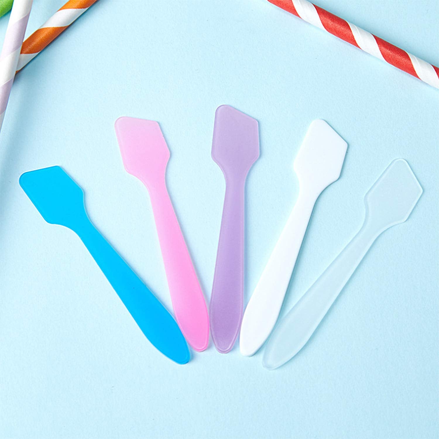 Goiio 100 PCS Cosmetic Spatula, 3.2'' Disposable Plastic Makeup Tools Spoon for Mixing and Sampling (Multi-Color) Health & Beauty > Personal Care > Cosmetics > Cosmetic Tools > Skin Care Tools Goiio