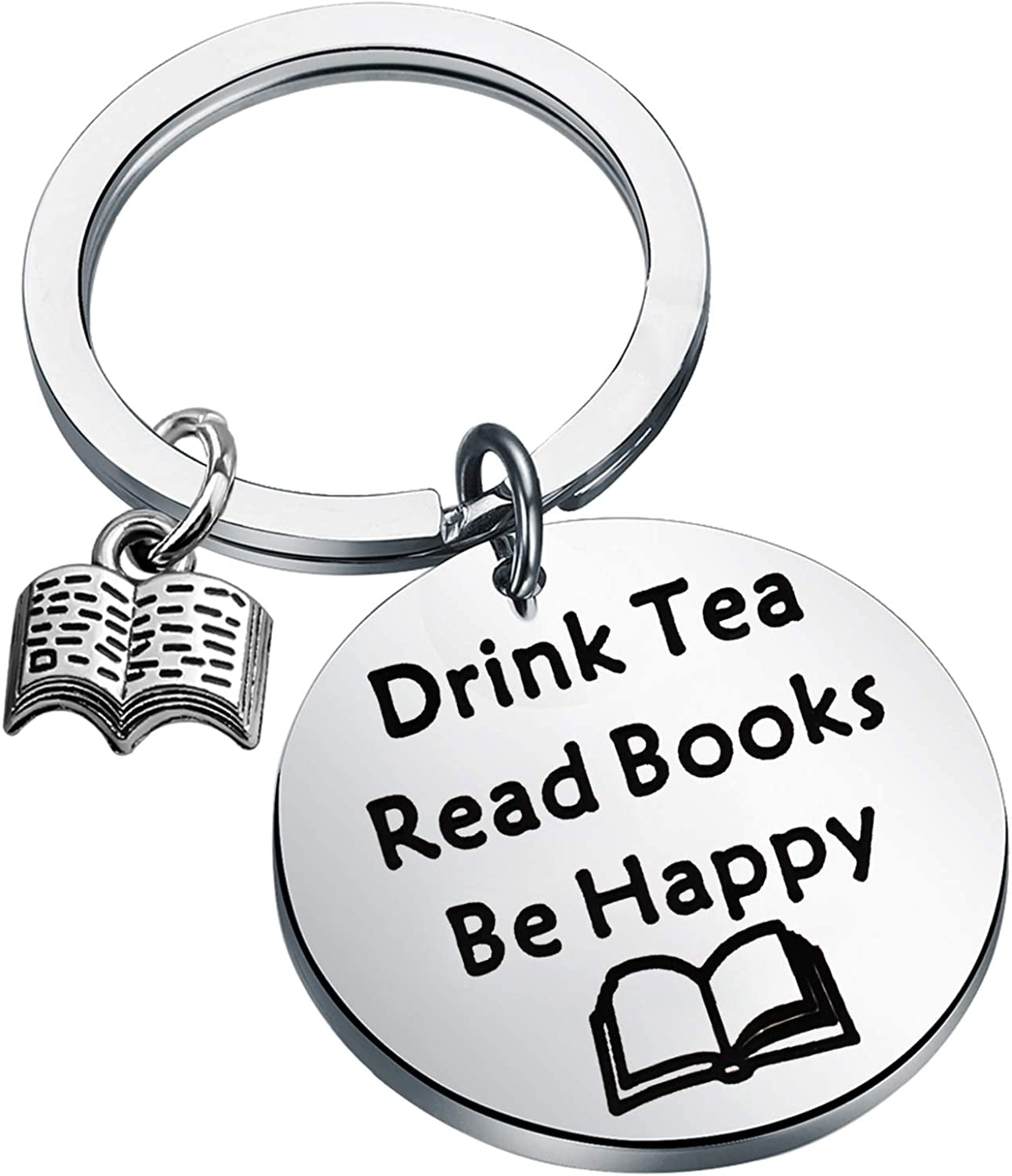FEELMEM Tea Lovers Gift Drink Tea Read Books Keychain Tea Party Gift Literature Book Lovers Jewelry Gift Apparel & Accessories > Jewelry > Bracelets FEELMEM Silver