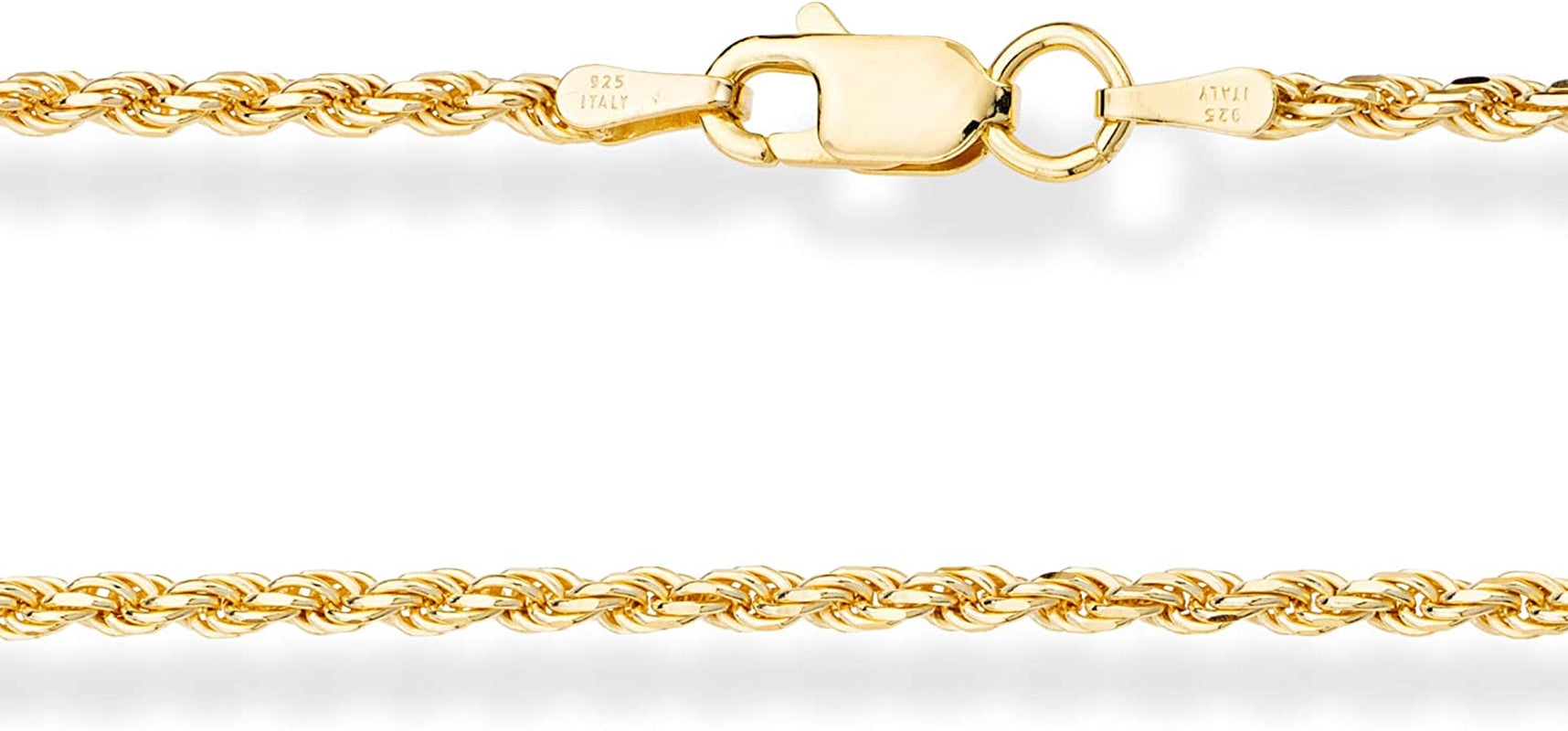 Miabella 18K Gold over Sterling Silver Italian 2Mm, 3Mm Diamond-Cut Braided Rope Chain Anklet Ankle Bracelet for Women Teen Girls, 925 Made in Italy Apparel & Accessories > Jewelry > Anklets Miabella