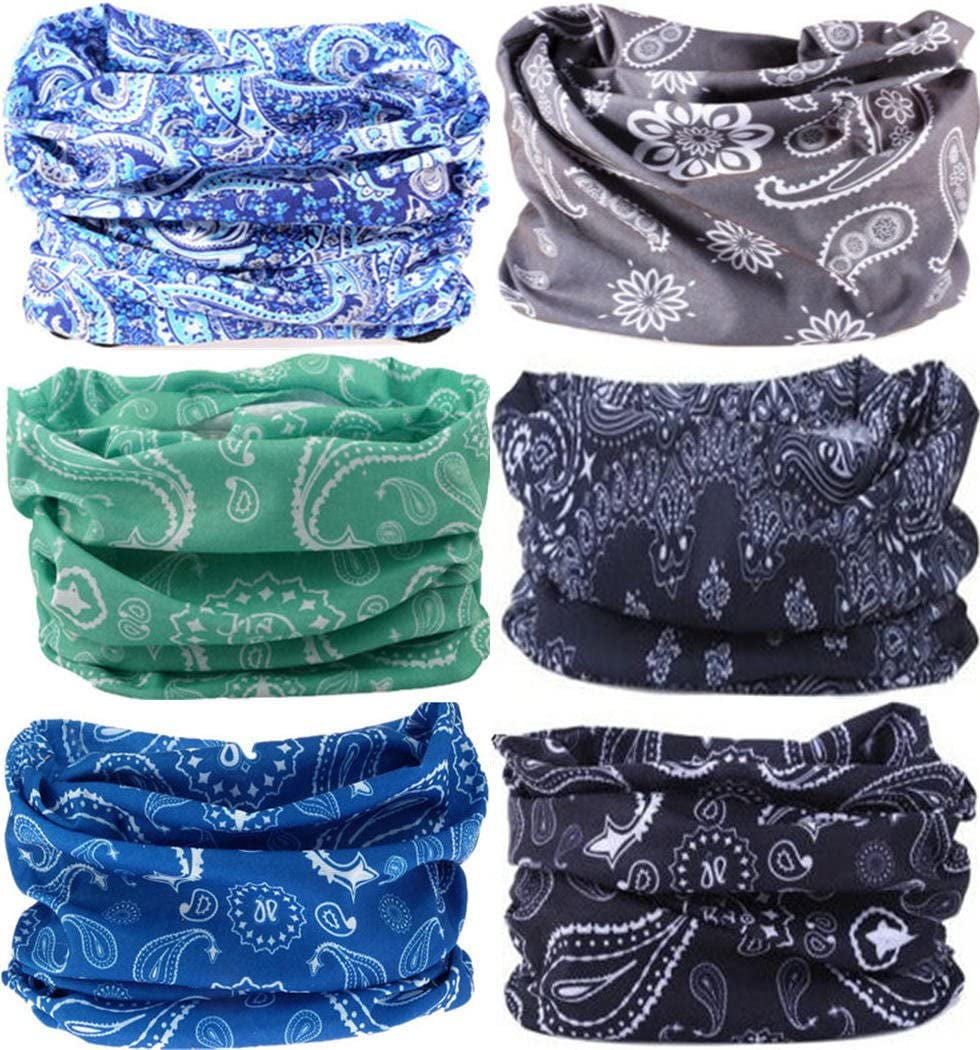 VANCROWN Headband Neck Gaiter Head Wrap Headwear Face Mask Magic Scarf Bandana for Men and Women Apparel & Accessories > Clothing Accessories > Headwear VANCROWN 6PCS.Paisley 1