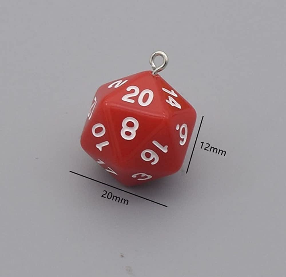 28Pcs 3D Dice Charms Pendants Colorful 20-Sided Dice Charms Acrylic Polyhedral Dice Charms Bulk for DIY Bracelet Necklace Earrings Keychains Jewelry Making Ornament