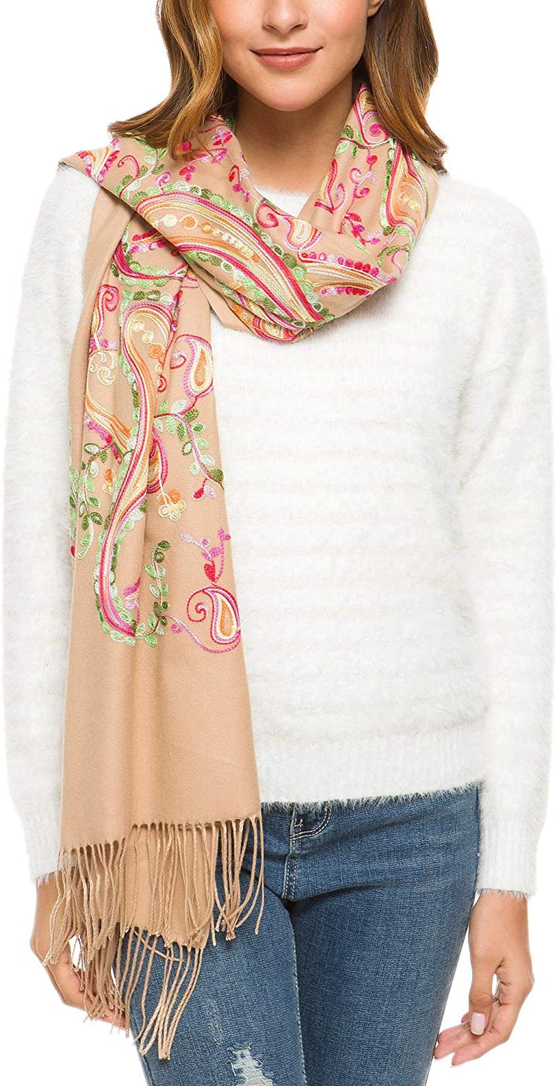 Women'S Embroidered Oversize Tassel Shawl Scarf Wraps for Women Apparel & Accessories > Clothing Accessories > Scarves & Shawls Urban CoCo