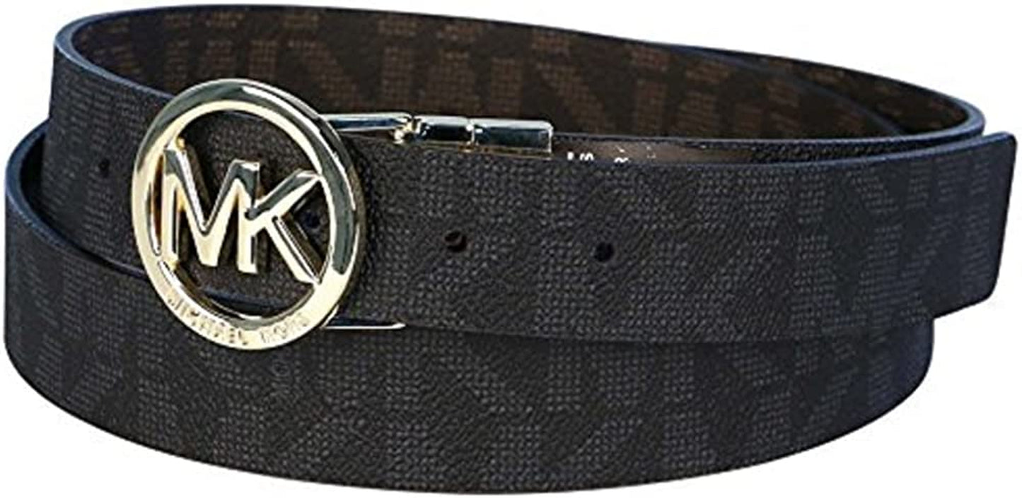 Michael Kors Womens Reversible Belt White/Brown Mk Gold Buckle Apparel & Accessories > Clothing Accessories > Belts Michael Kors Black Small