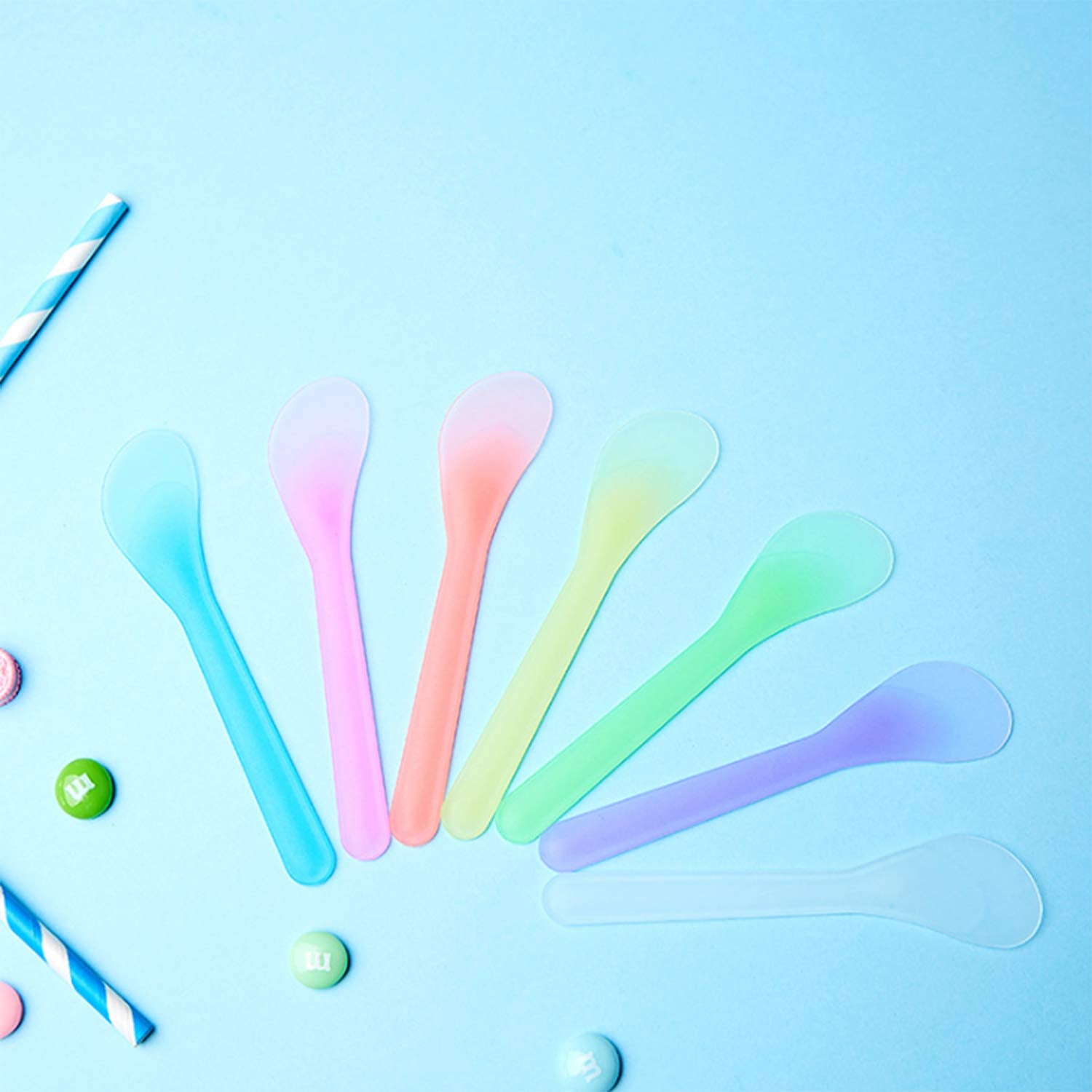 Goiio 100 PCS Cosmetic Spatula, 4.8'' Disposable Plastic Makeup Tools Spoon for Mixing and Sampling (Multi-Color) Health & Beauty > Personal Care > Cosmetics > Cosmetic Tools > Skin Care Tools Goiio