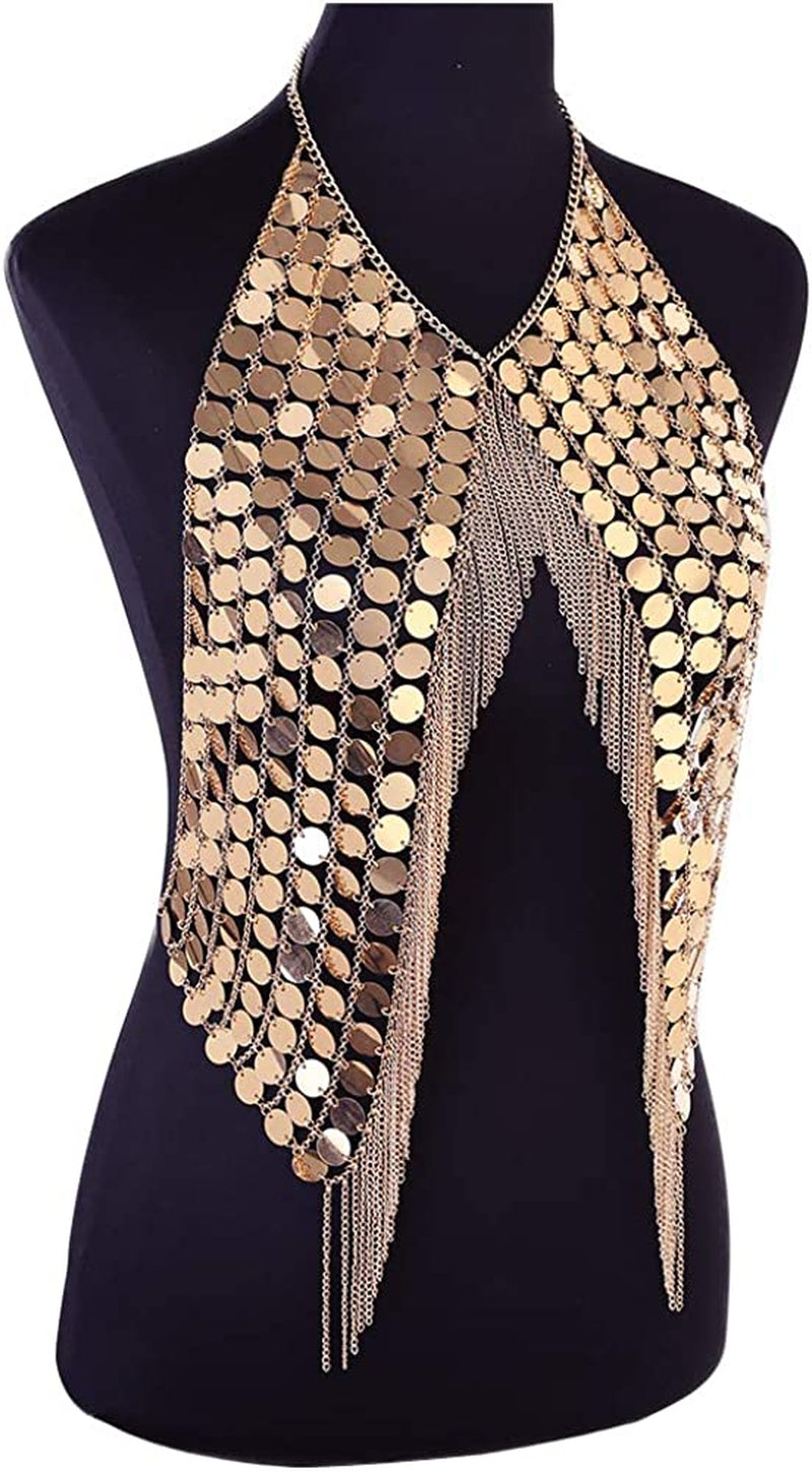 DOTASI Women'S Sexy Halter Backless Tank Top Bra Body Chain Necklace Tassels Party Apparel & Accessories > Jewelry > Body Jewelry DOTASI