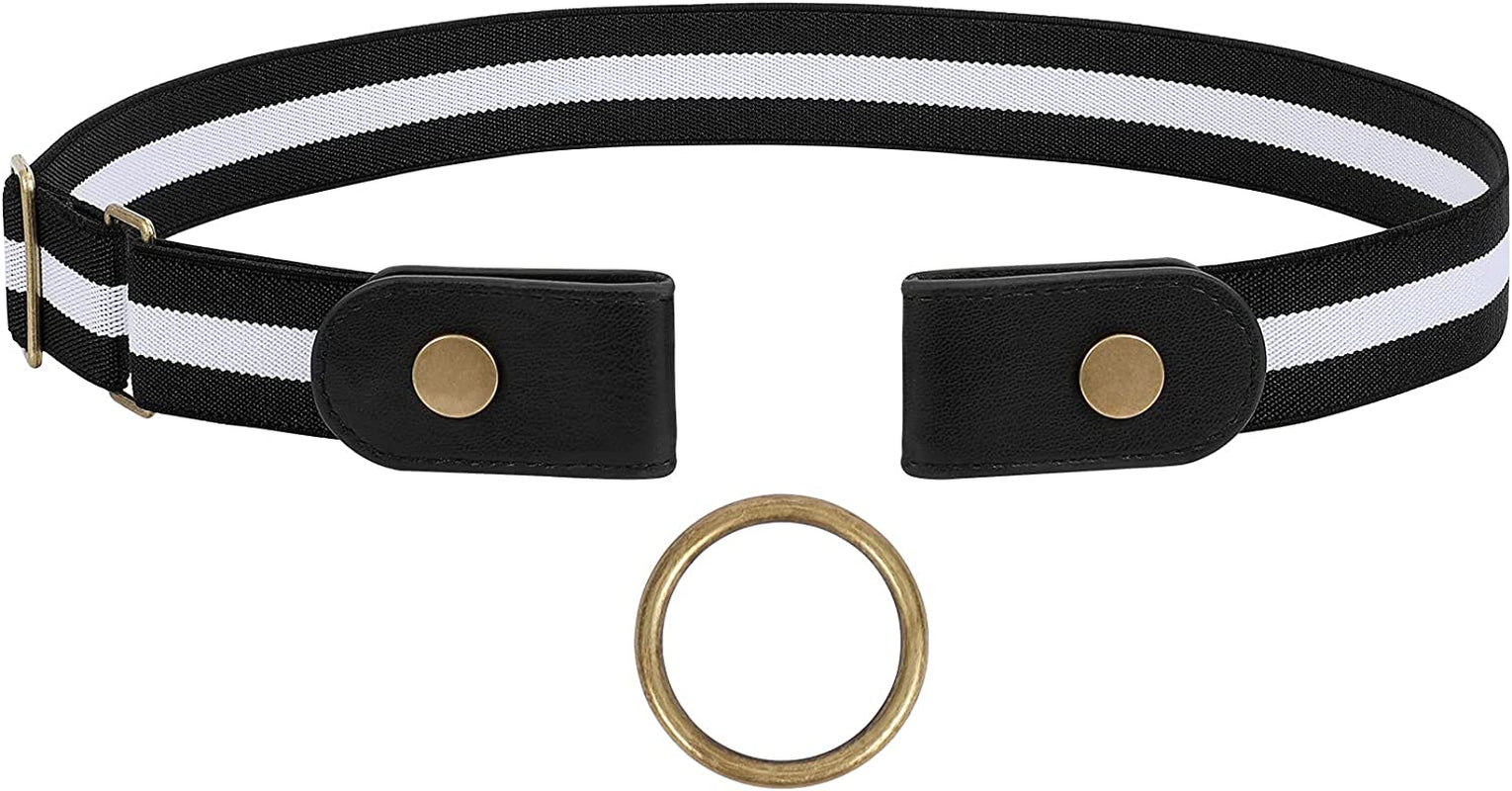 No Buckle Elastic Stretch Belts for Men and Women, Comfortable Invisible Belts for Jeans Pants Apparel & Accessories > Clothing Accessories > Belts SUOSDEY M-blackwhite S--M:Waist size 24''-34''