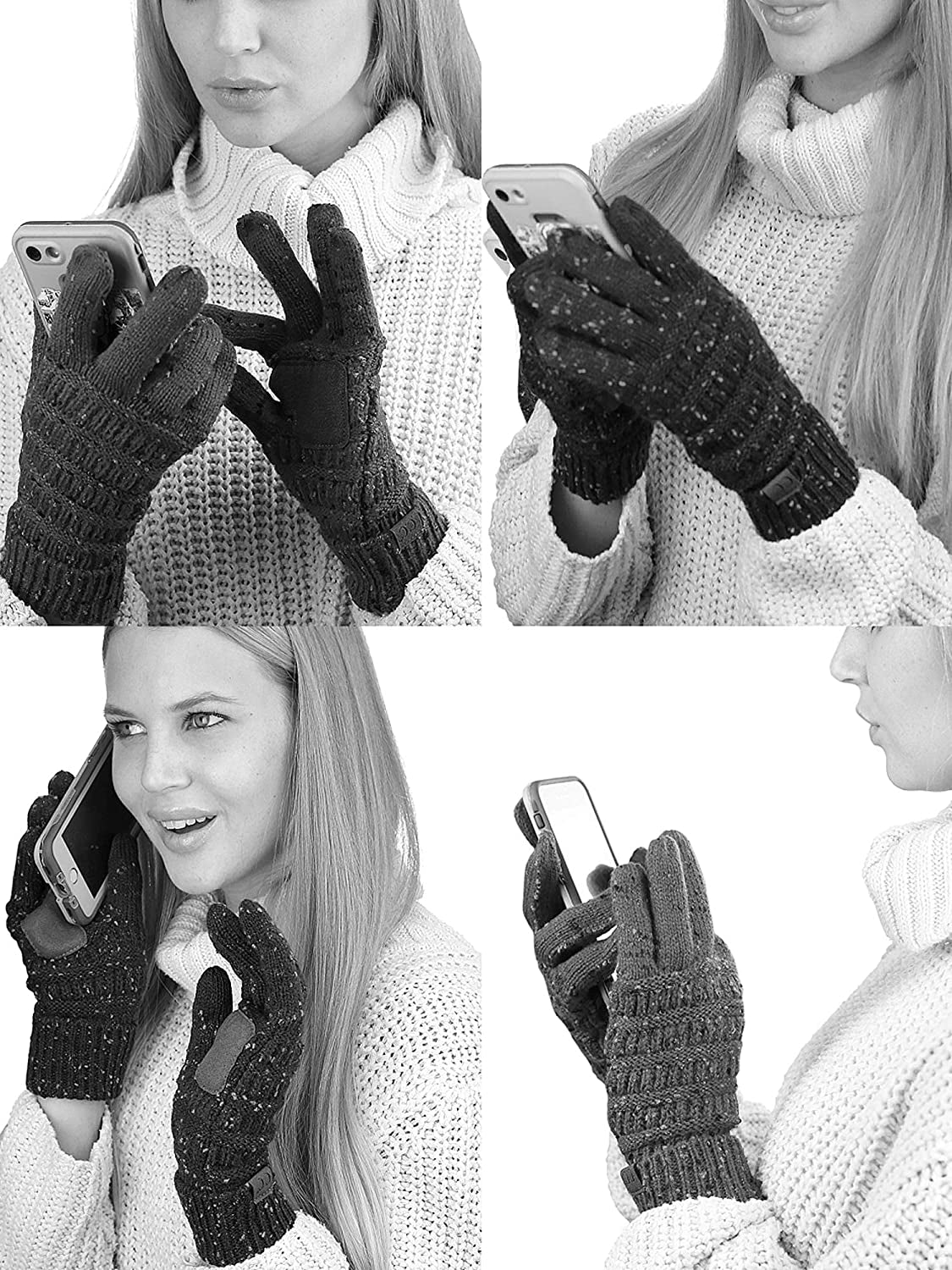 C.C Unisex Cable Knit Inner Lined Anti-Slip Touchscreen Texting Gloves Apparel & Accessories > Clothing Accessories > Gloves & Mittens C.C