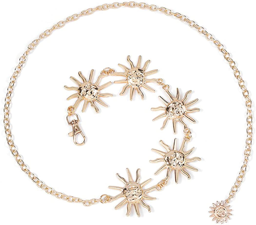 Navoky Moon Star Metal Waist Chain Sun Pendant Belly Belt Body Chains Jewelry Accessories for Women and Girls Apparel & Accessories > Jewelry > Body Jewelry Navoky Gold-Sun