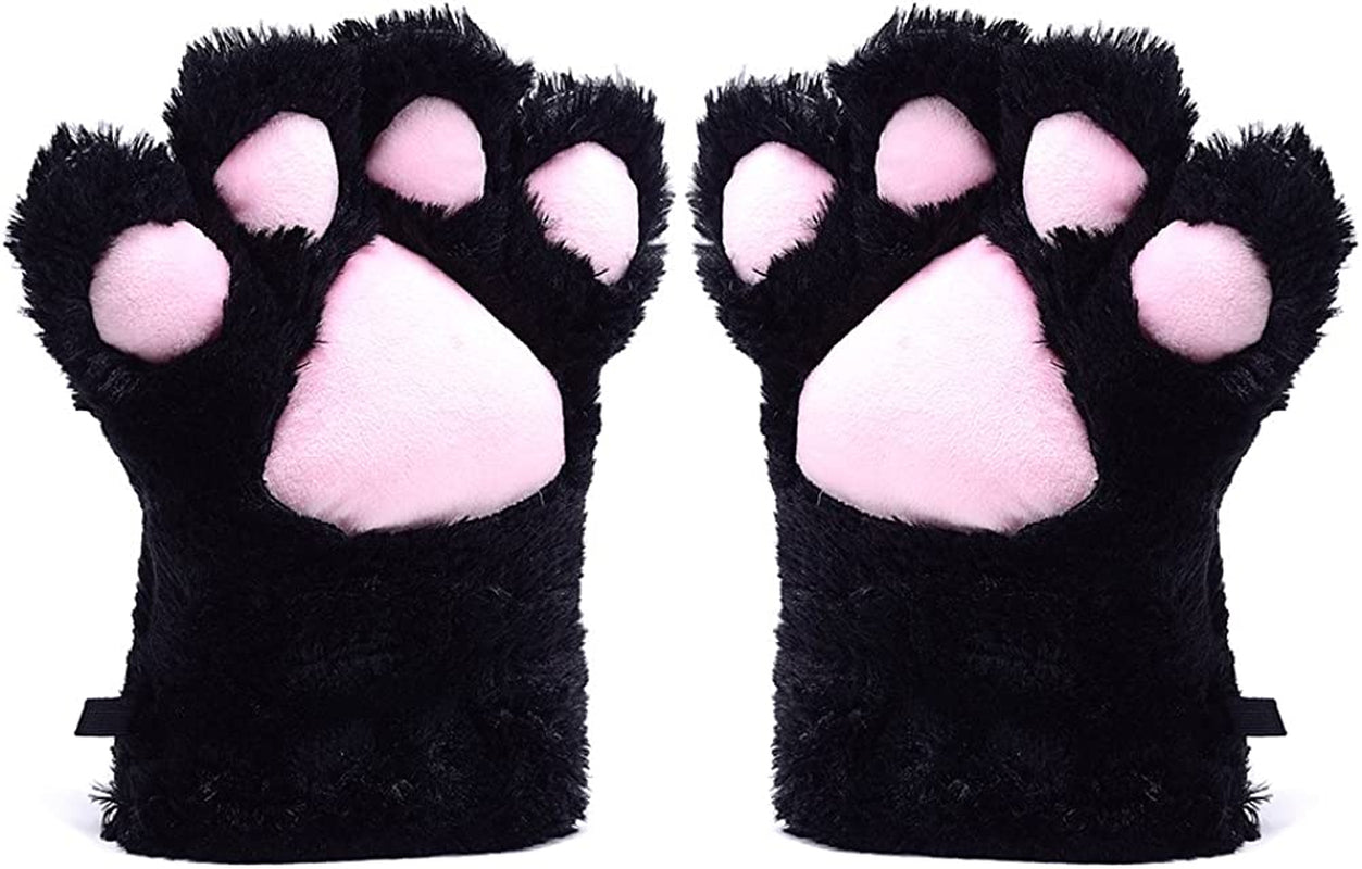 Odema Womens Winter Warm Gloves Cosplay Cat Paw All Cover Mittens for Girls Apparel & Accessories > Clothing Accessories > Gloves & Mittens Odema Black