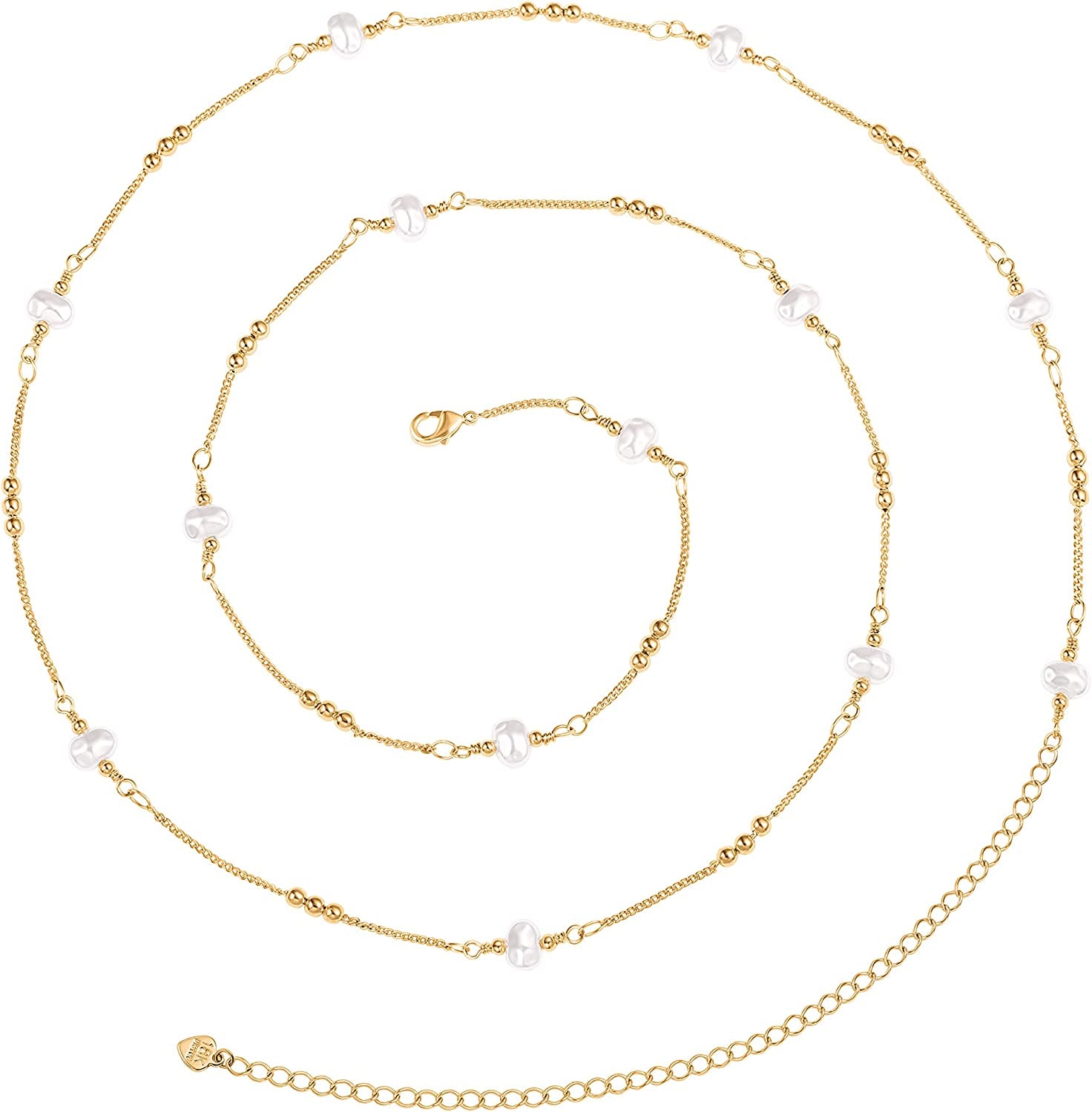 PEARLADA Minimalist Beach Bikini Body Chain 18K Gold Pearl Belly Chain Adjustable Shell Charms Trendy Jewelry Handmade for Women Sexy Waist Chain Apparel & Accessories > Jewelry > Body Jewelry PEARLADA 8. Pearl Beads baroque