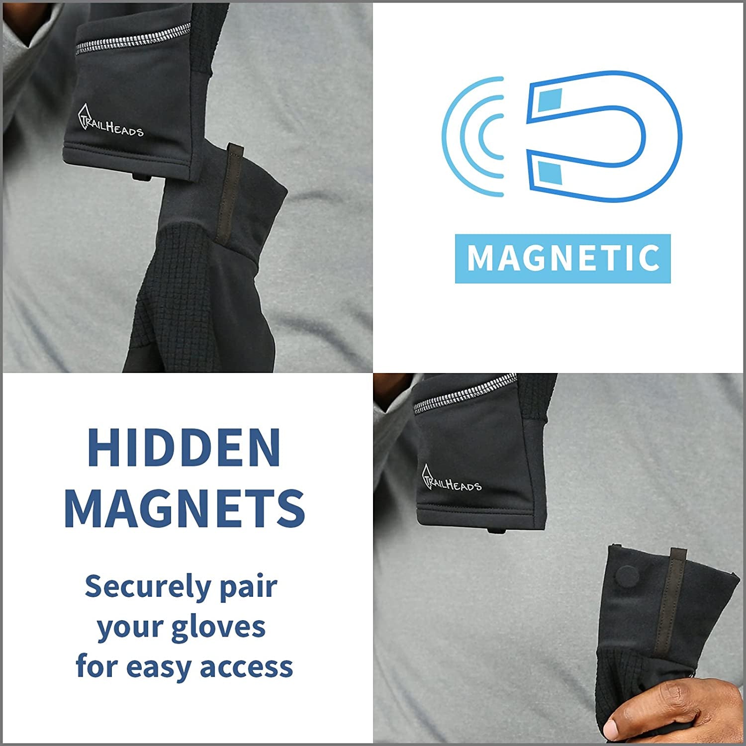 Trailheads Men'S Touchscreen Gloves with Reflective Waterproof Mitten Shell - Convertible Running Gloves Apparel & Accessories > Clothing Accessories > Gloves & Mittens TrailHeads