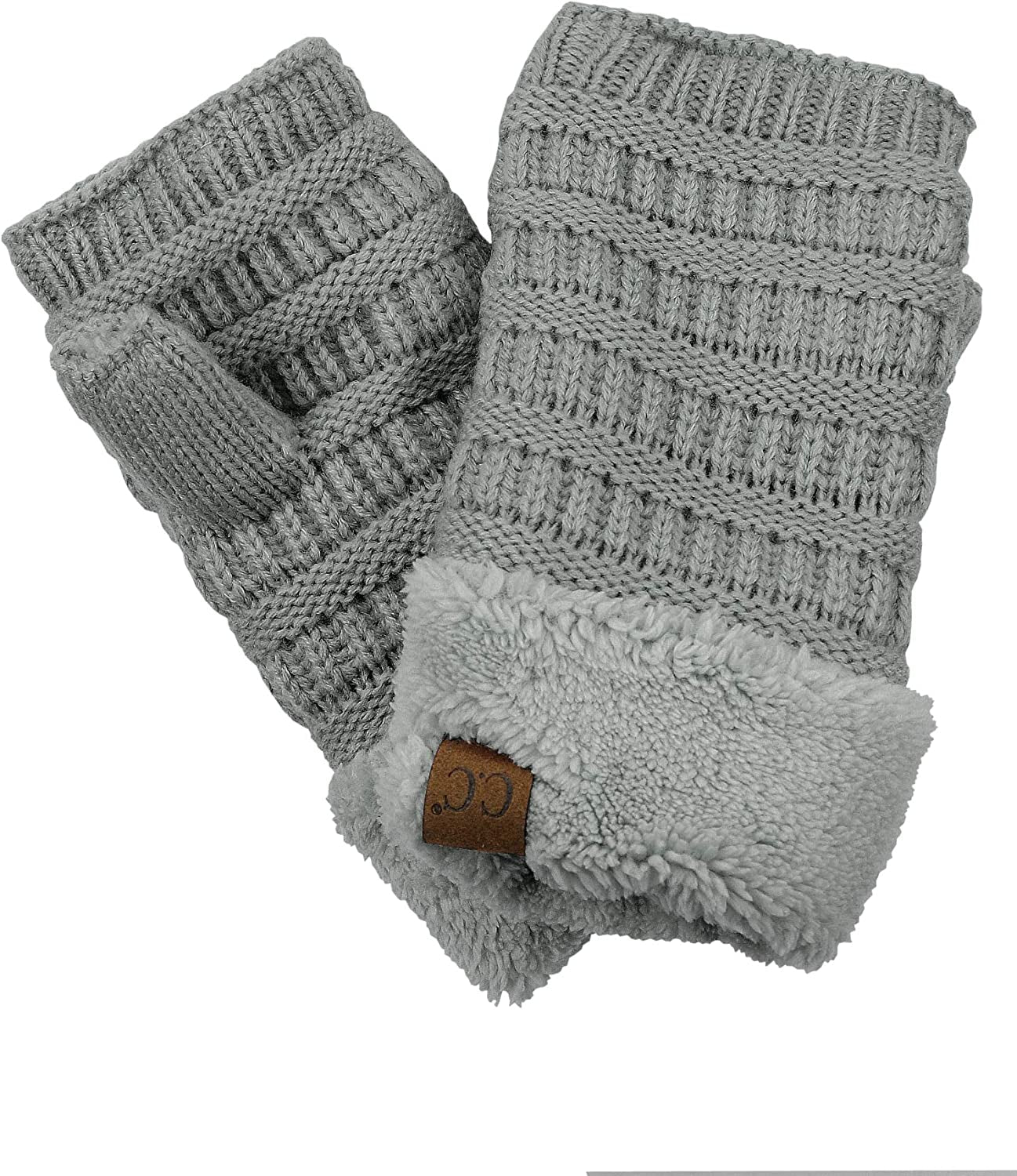 C.C Women'S Warm Knit Fingerless Half Finger Fleece Lined Winter Gloves Apparel & Accessories > Clothing Accessories > Gloves & Mittens C.C Light Mel Grey