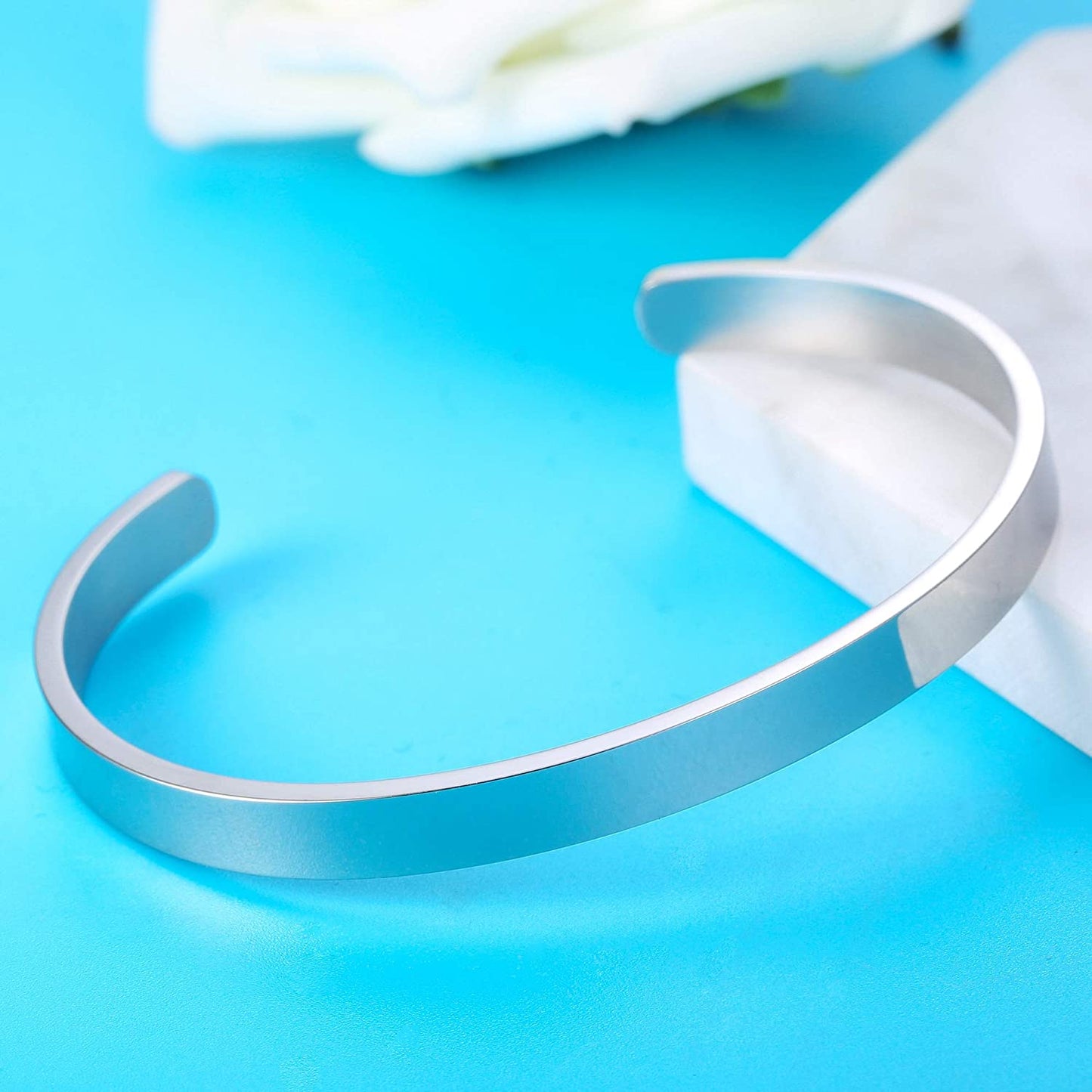 Sllaiss 4 Pcs Inspirational Bracelets Stainless Steel Cuff Bangle Bracelet for Women Men Engraved Motivational Friendship Encouragement Bracelet Graduation Gifts Apparel & Accessories > Jewelry > Bracelets Sllaiss